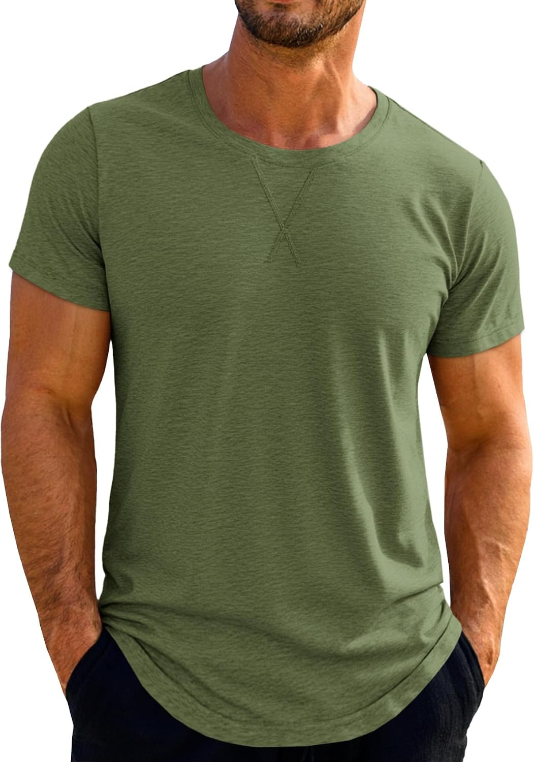 Runcati Mens Short Sleeve T-Shirts Crew Neck Casual Shirt Summer Classic Basic Lightweight Fashion Tees