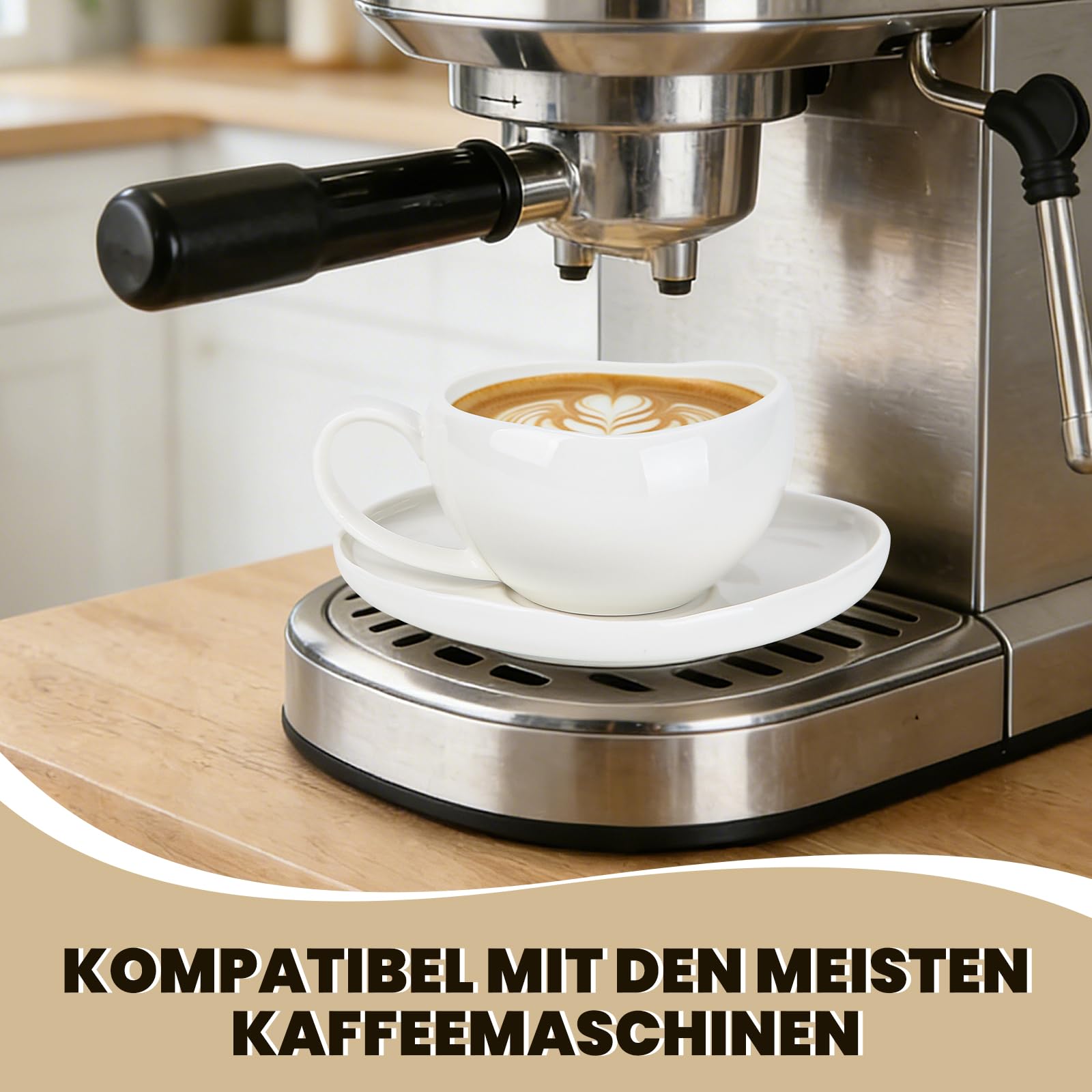 Filiżanki do cappuccino, filiżanki do kawy 200 ml, ze spodkami, serwis do kawy 6 osób, zestaw filiżanek do cappuccino, filiżanki do kawy dla miłośników kawy, cappuccino, latte, Americano i herbaty