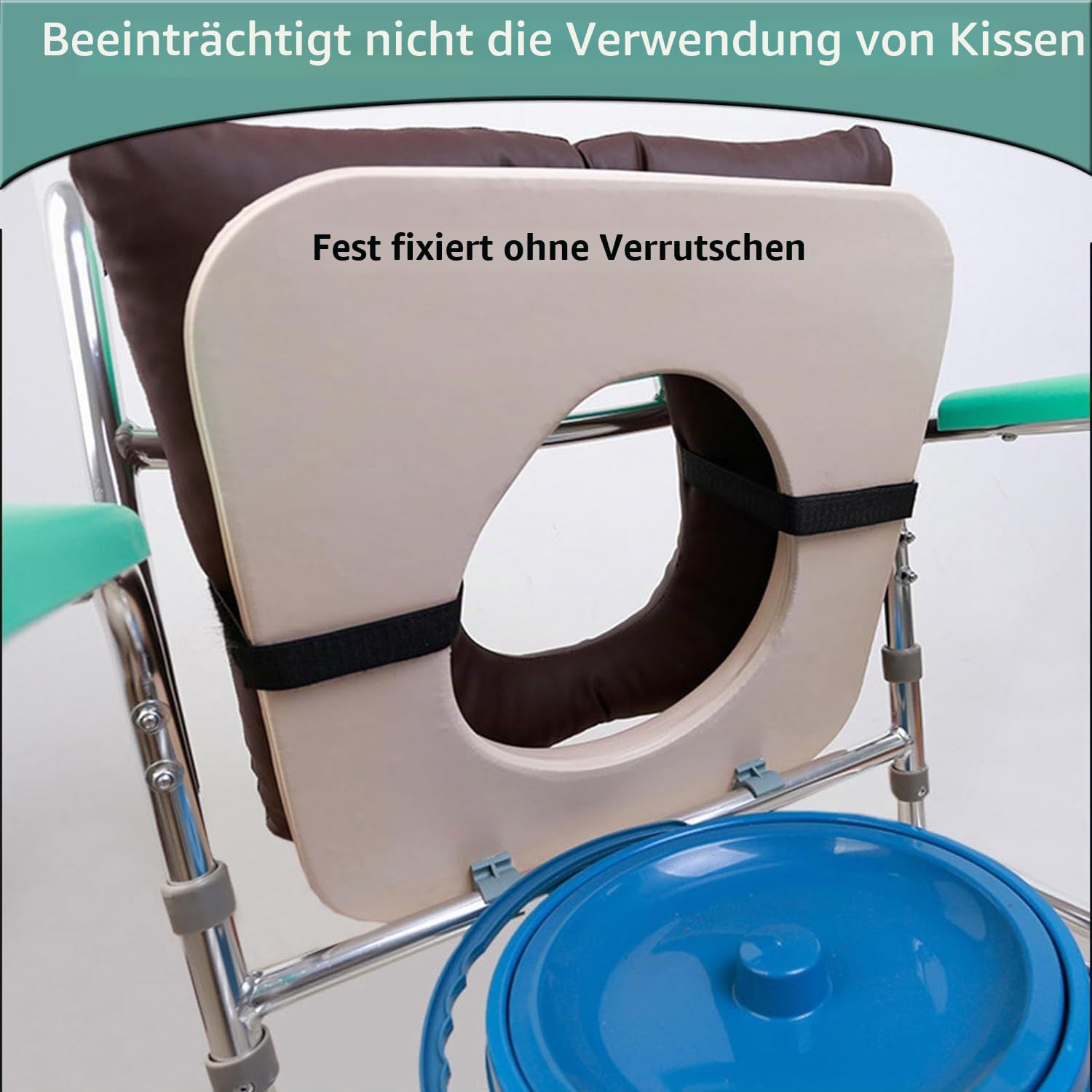 OXFUZZ Toilettenstuhl, Anti-Dekubitus-Kissen, PU-Duschstuhl-Sitzkissen, Dicke Baumwolle, weiches Polster für Nachttisch, Toilettenstuhl, wasserdichter Duschsitz, Rollstuhl für ältere Menschen, Braun,