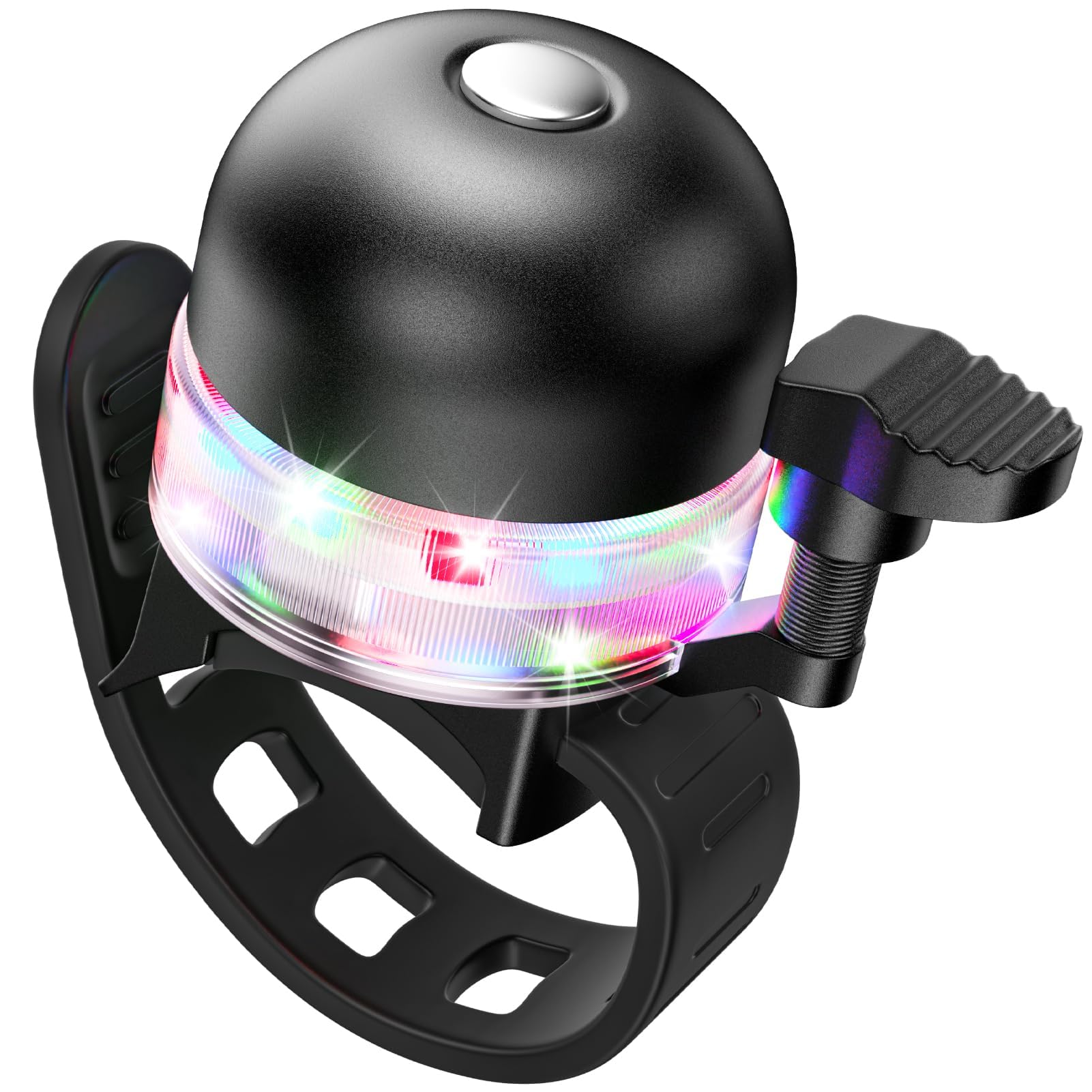 GlasFlength LED Timbre Bicicleta, 100 db Sonido Alto y Claro Timbre Bici Aleación de Aluminio Timbre Bicicleta para Niños Y Adultos Bicicletas Bicicletas Eléctricas Bicicletas de Montaña (Negro)