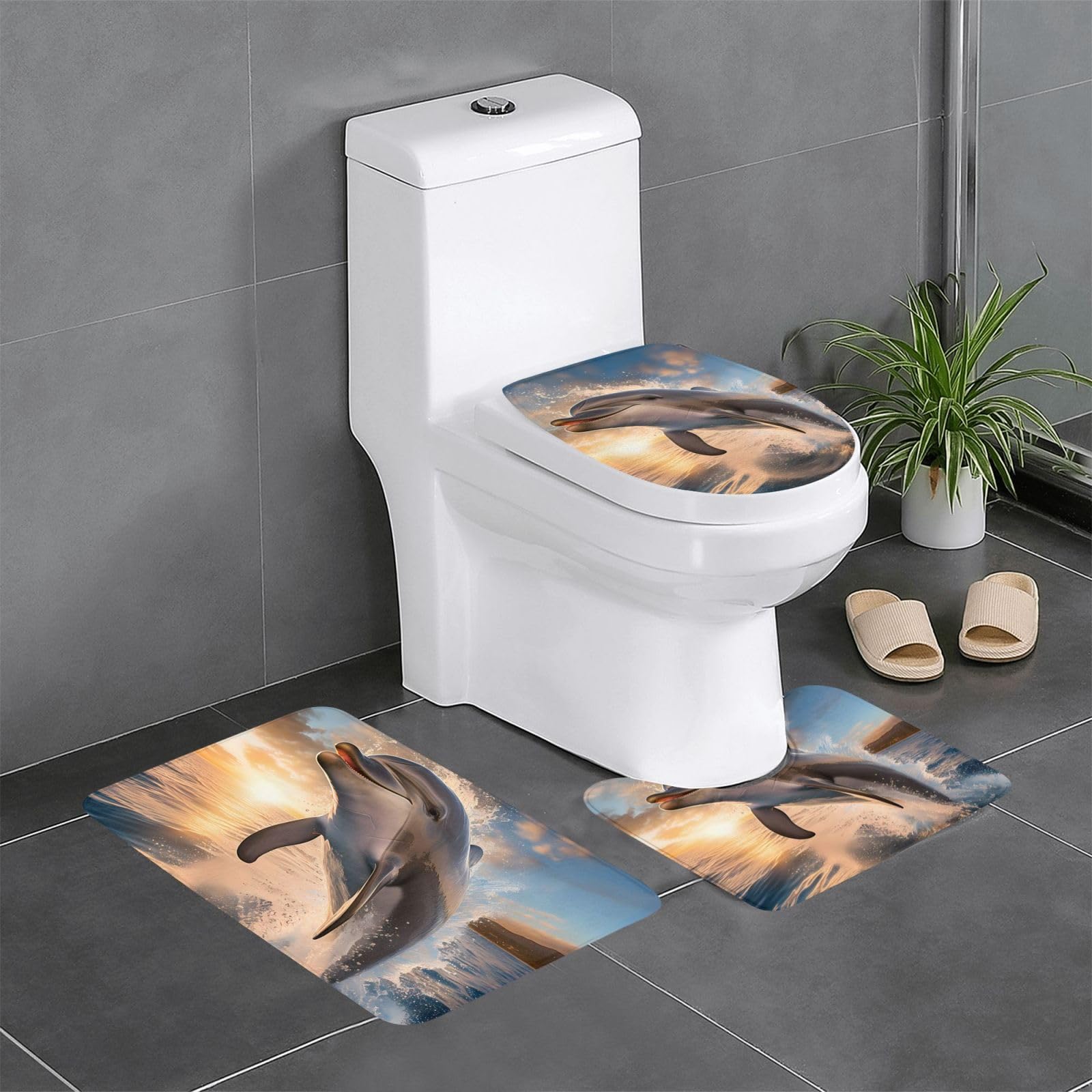 Tapis de salle de bain antidérapants pour coiffeuse motif dauphin