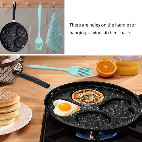 Miniatura 3 de Sartenes antiadherentes romántica círculo círculo huevo sartén multifunción tortilla sartén desayuno sartén anti-quemaduras fácil de colgar completo