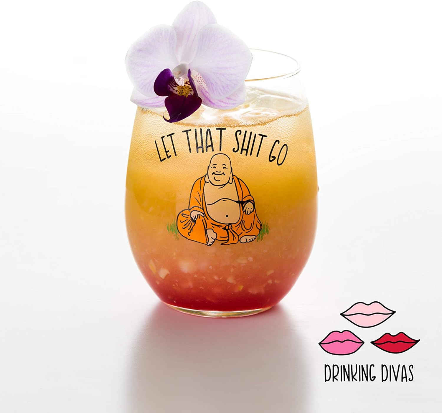 70% оƒƒ Dіѕсоunt Drinking Divas - Let That Sh Go - 15oz Stemless Buddha Wine Glass | Perfect For A Yoga Teacher, Yogi, Best Friend, Mom, Sister, Birthday, Christmas or Bachelorette Party