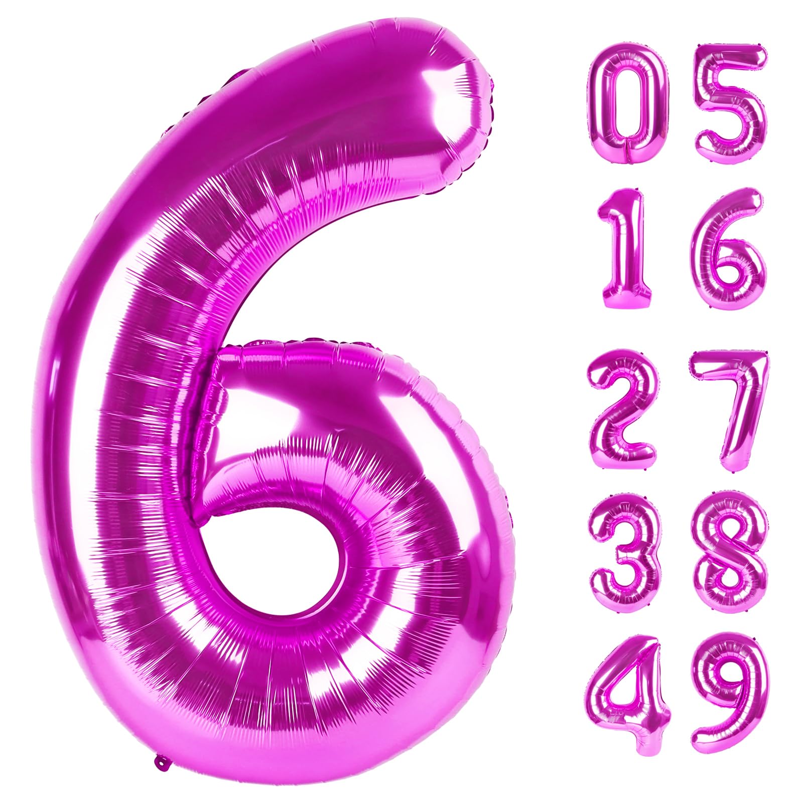 Rosy Purple 6 Balloon - Number Balloon 40 Inch, 6th Rosy Purple Decorations