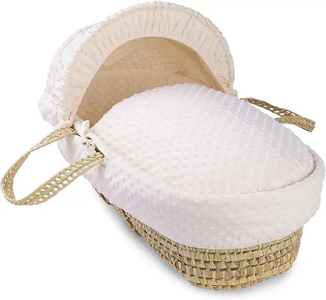 Couffin bébé en osier Clair de Lune - 75x28 cm crème, tissé main palmier