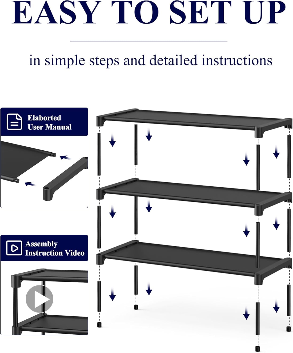 Versatile 3-Tier Stackable Shoe Organizer for Any Space
