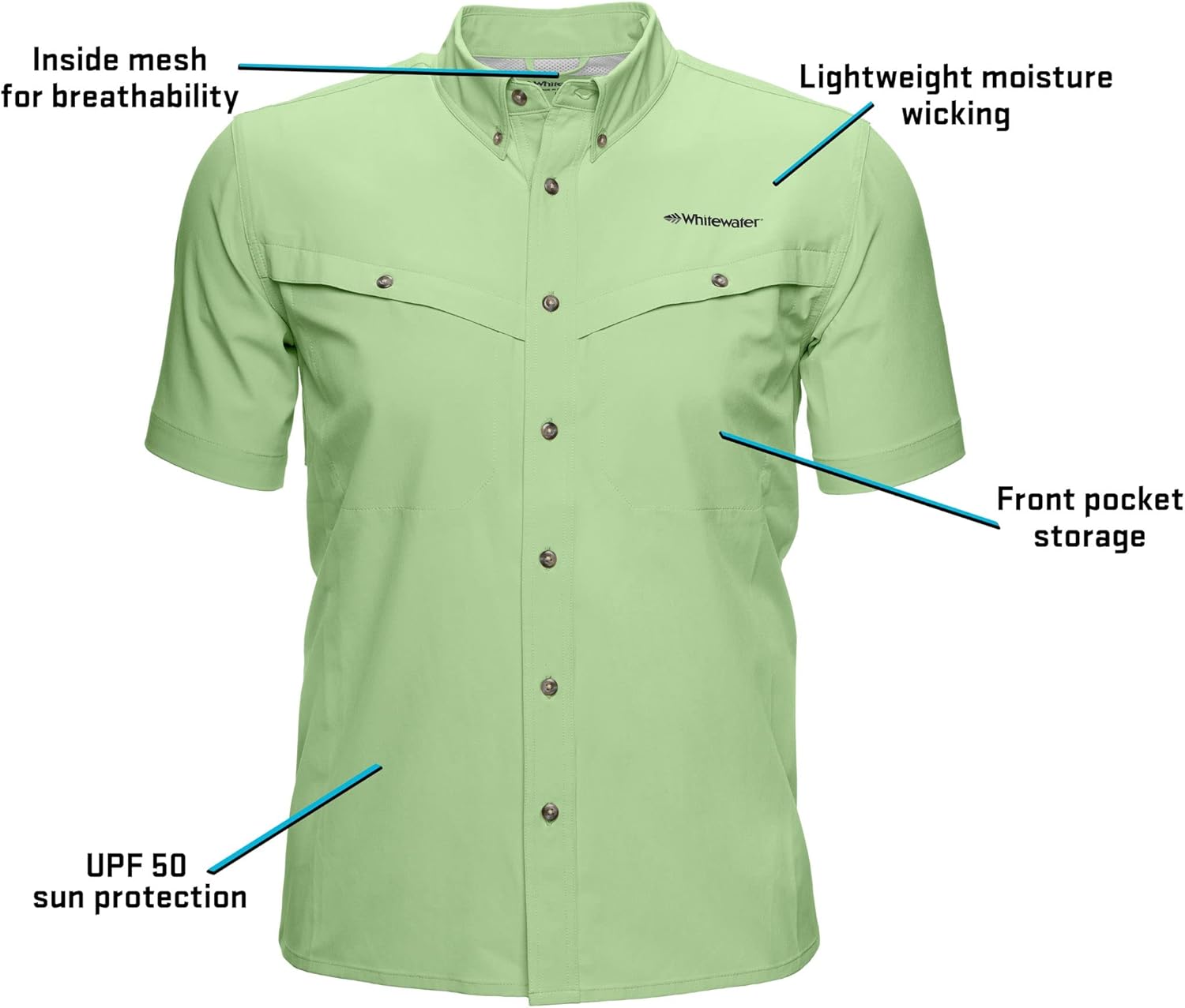 Whitewater Lightweight Moisture Wicking Short Sleeve Shirt with UPF 50