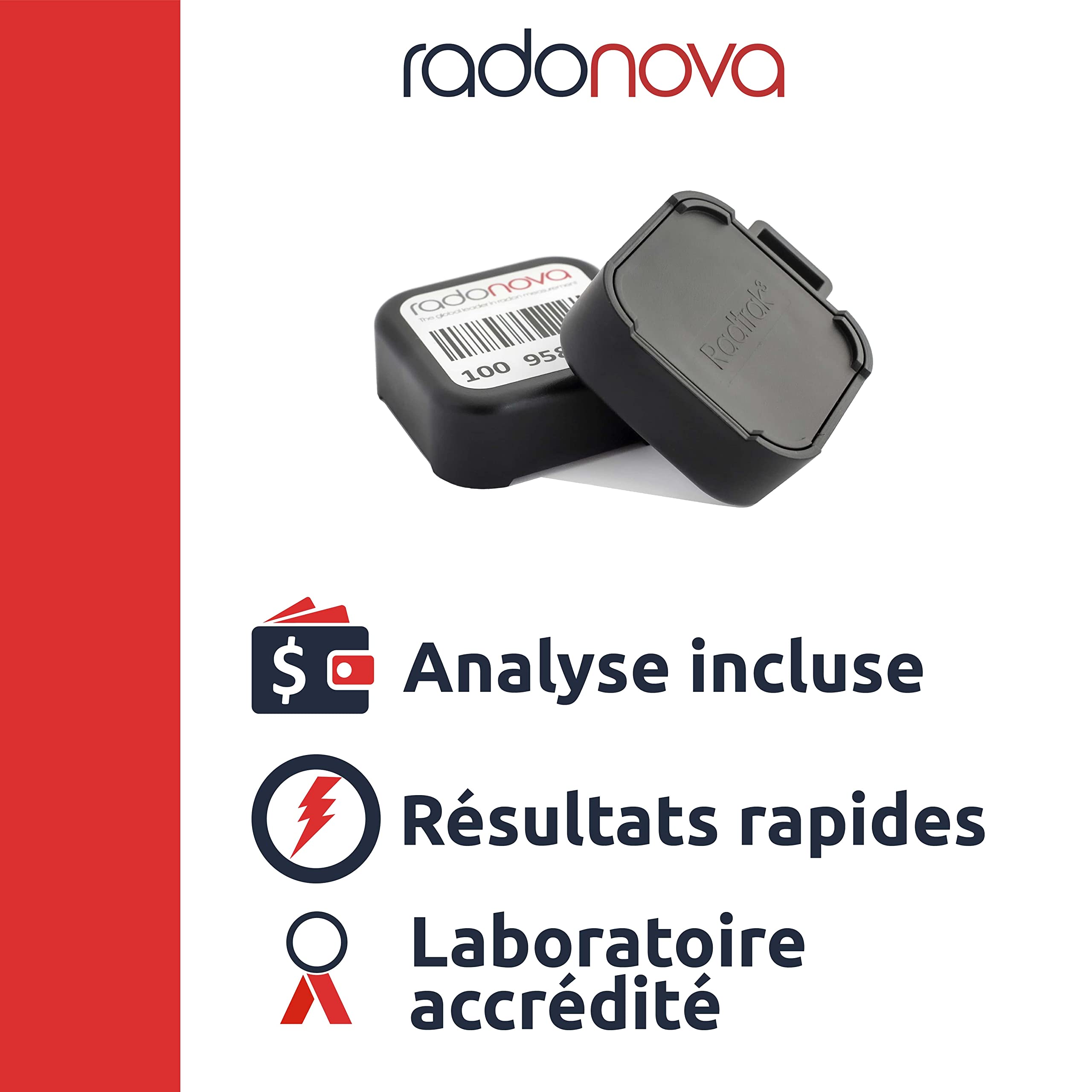 Radonova Radtrak³ - Dosimètre Radon | Détecetur fiable et précis, mesure du radon sur le long terme | Rapport numérique en ligne inclus | Parfait pour le Logement (3 détecteurs)