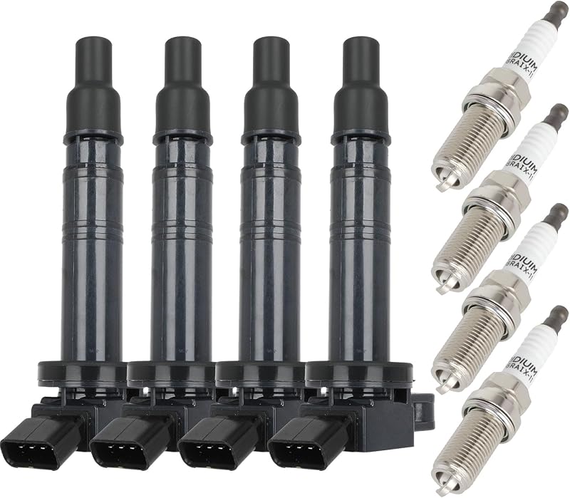 Kit de bobinas de ignição OCPTY com velas de ignição de irídio para Toyota e Scion – 4 bobinas e 4 velas
