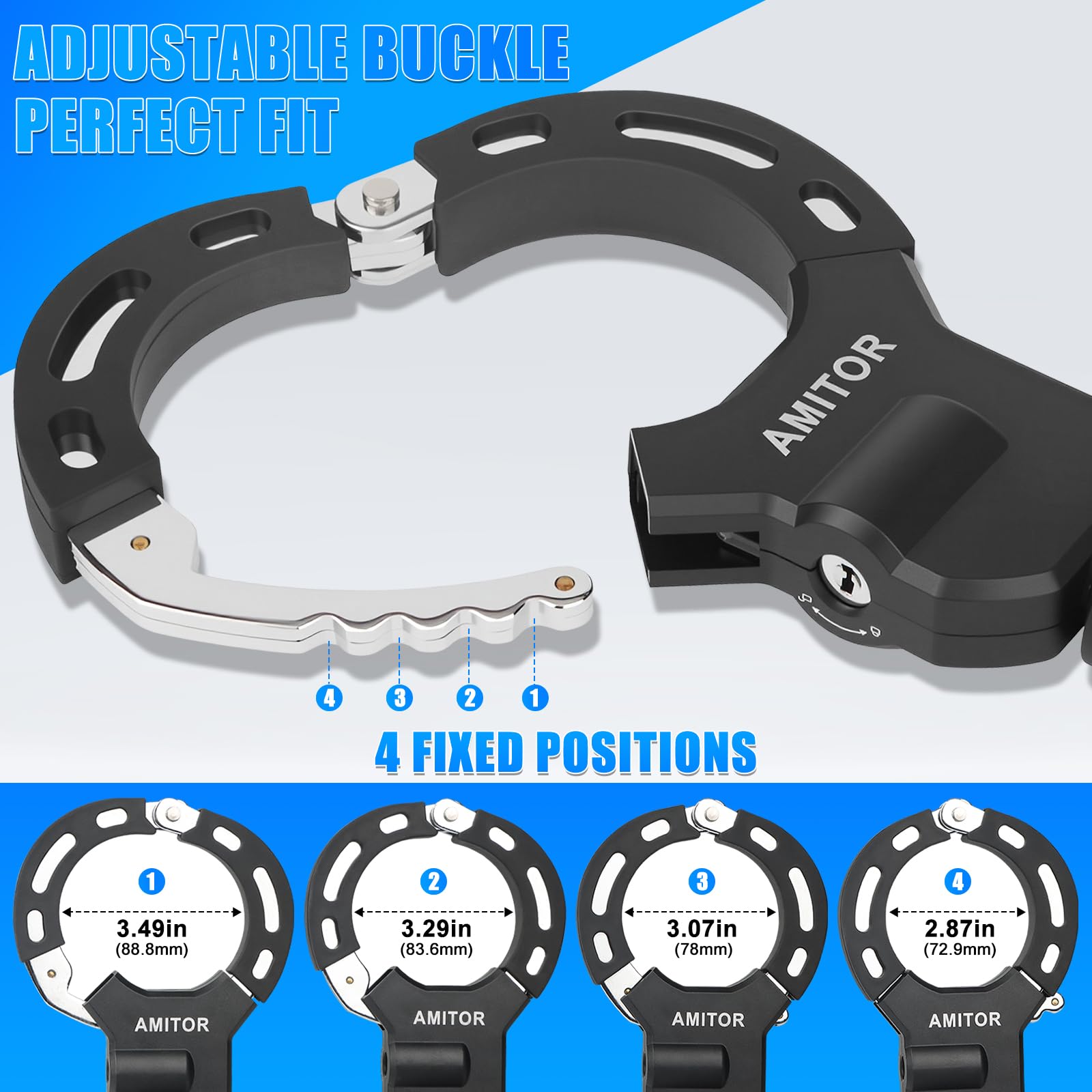 Serratura per scooter con chiave indistruttibile, ad alta sicurezza con borsa da 3 l, chiusura con chiusura a manetta con protezione in silicone, antifurto per bici e bicicletta