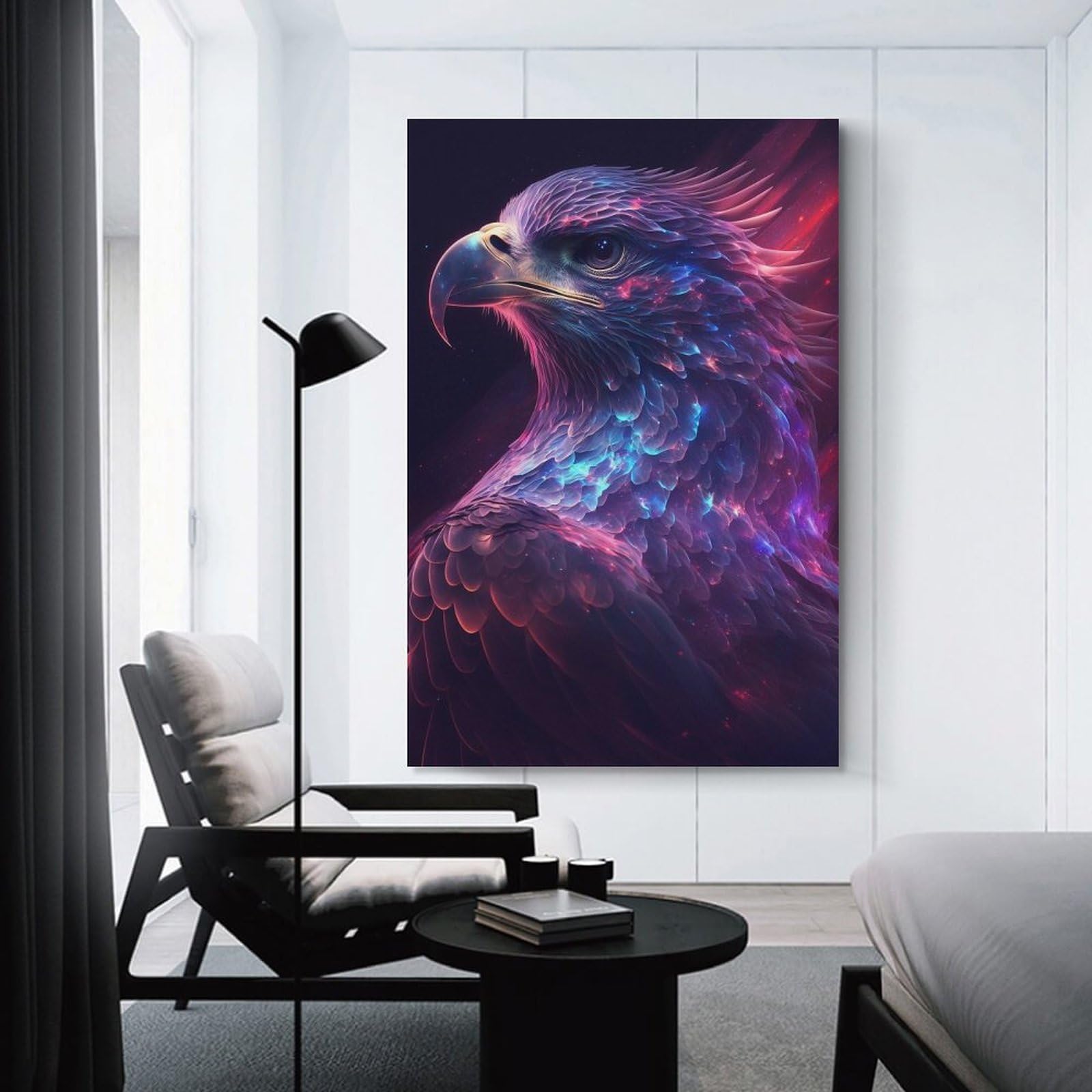 Junmoney Galaxy Eagle Hawk Bird Canvas Wall Decor, 12x18inch(30x45cm), for Lounge Decor, Bedroom Walls Or Flats, Eye Catching Artwork for Blank Walls