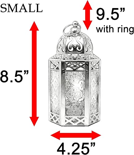 Miniatura 14 de VELA LANTERNS Farol portavelas marroquí decorativo de metal negro de 8.5 pulgadas, interiorexterior, decoración del hogar, patio, bodas, decoración