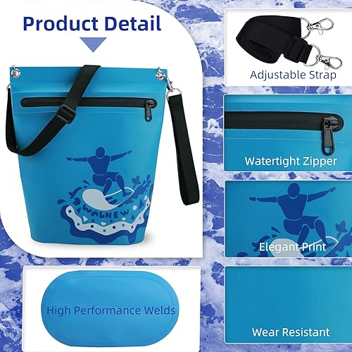 Miniatura 3 de WALNEW Bolsa seca impermeable con cremallera hermética, bolsa ligera impermeable para mujeres y hombres, bolsa cruzada IPX5 que mantiene el equipo