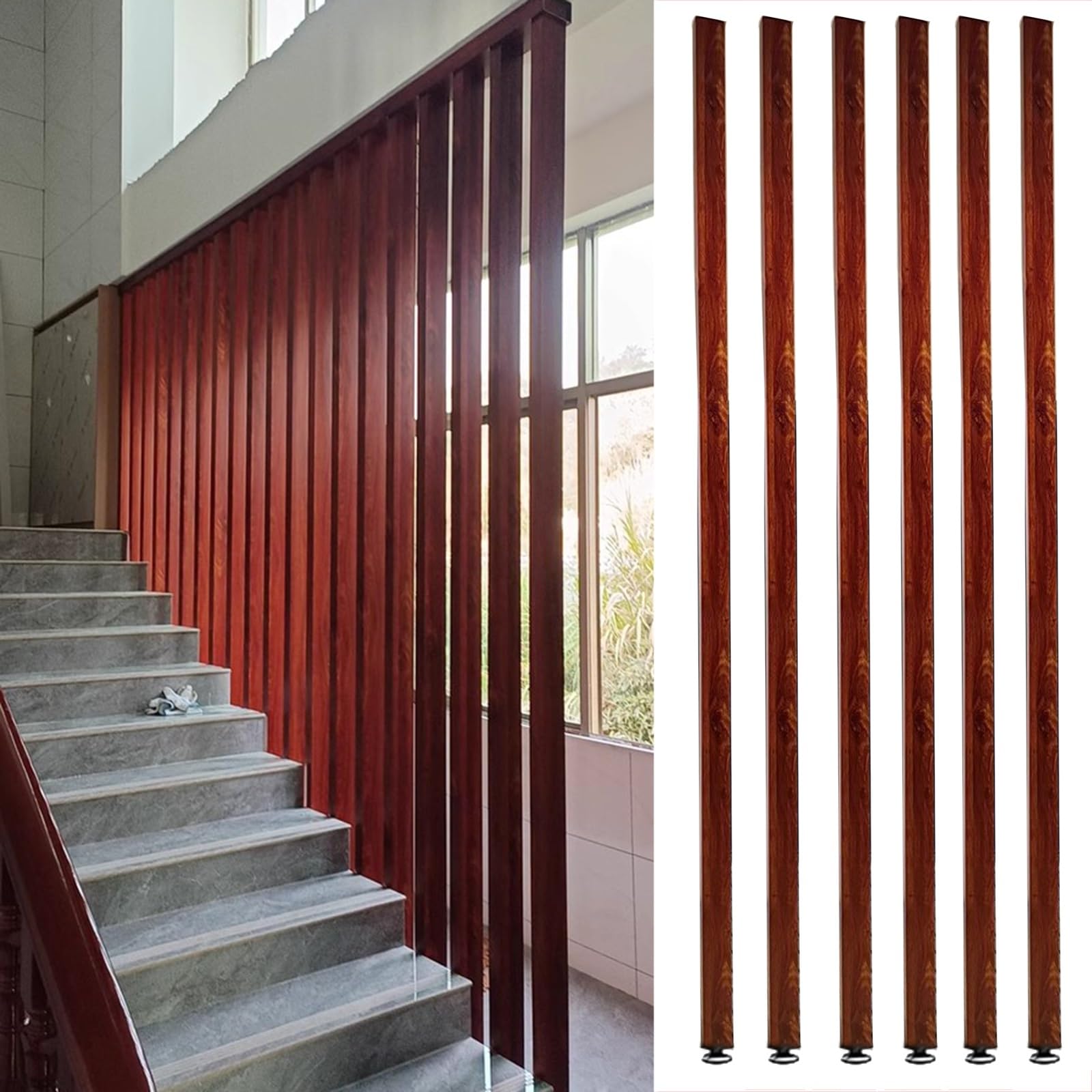 Séparateur de pièce en aluminium lot de 10 colonnes effet bois 2m20 pour claustra intérieur