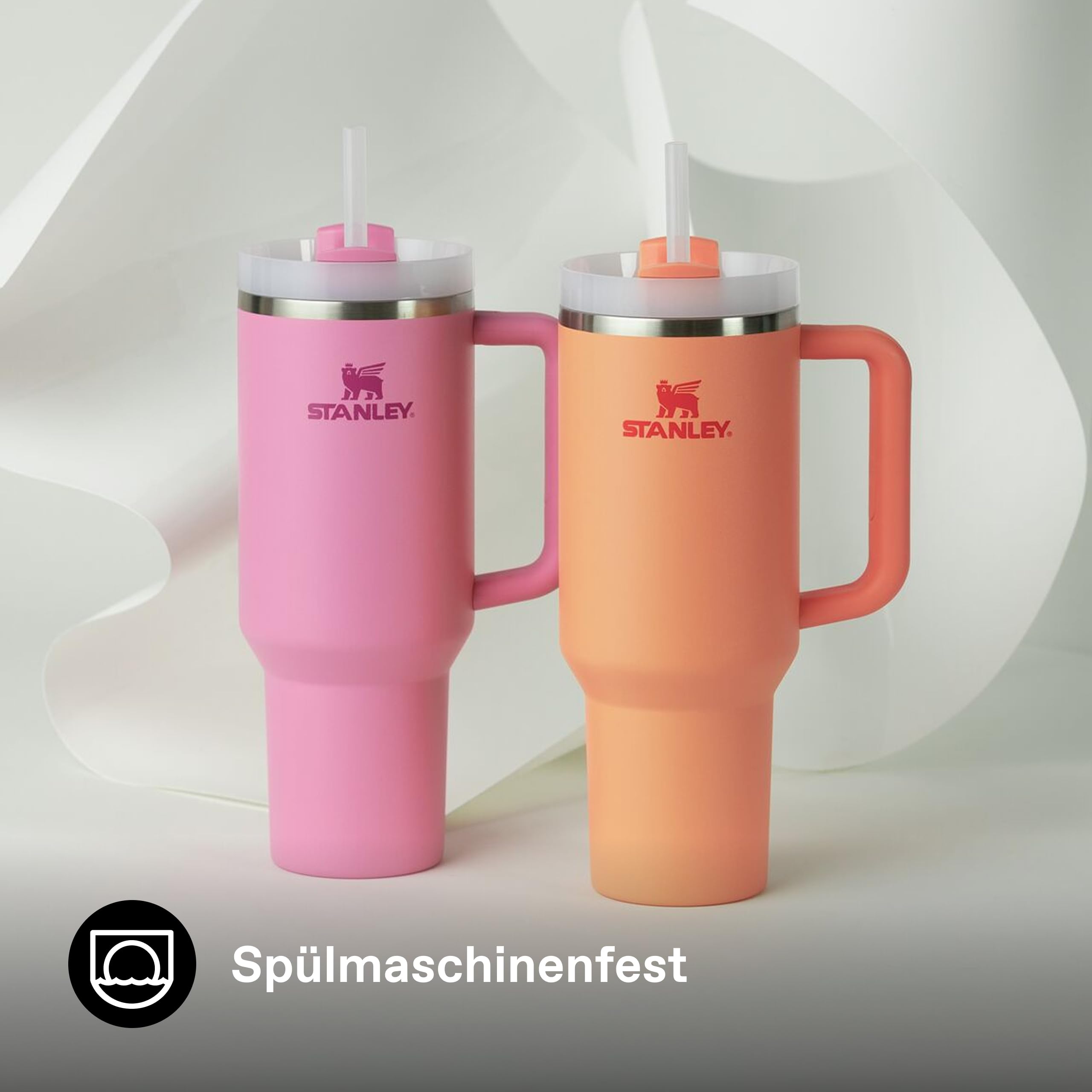 STANLEY 1913 Quencher H2.0 FlowState Trinkbecher 1.2L - Orange Sherbet | Kühlt 11 Std. - 48 Std. eisgekühlt - Mit Strohhalm, Griff und Deckel - Spülmaschinenfest - BPA-frei