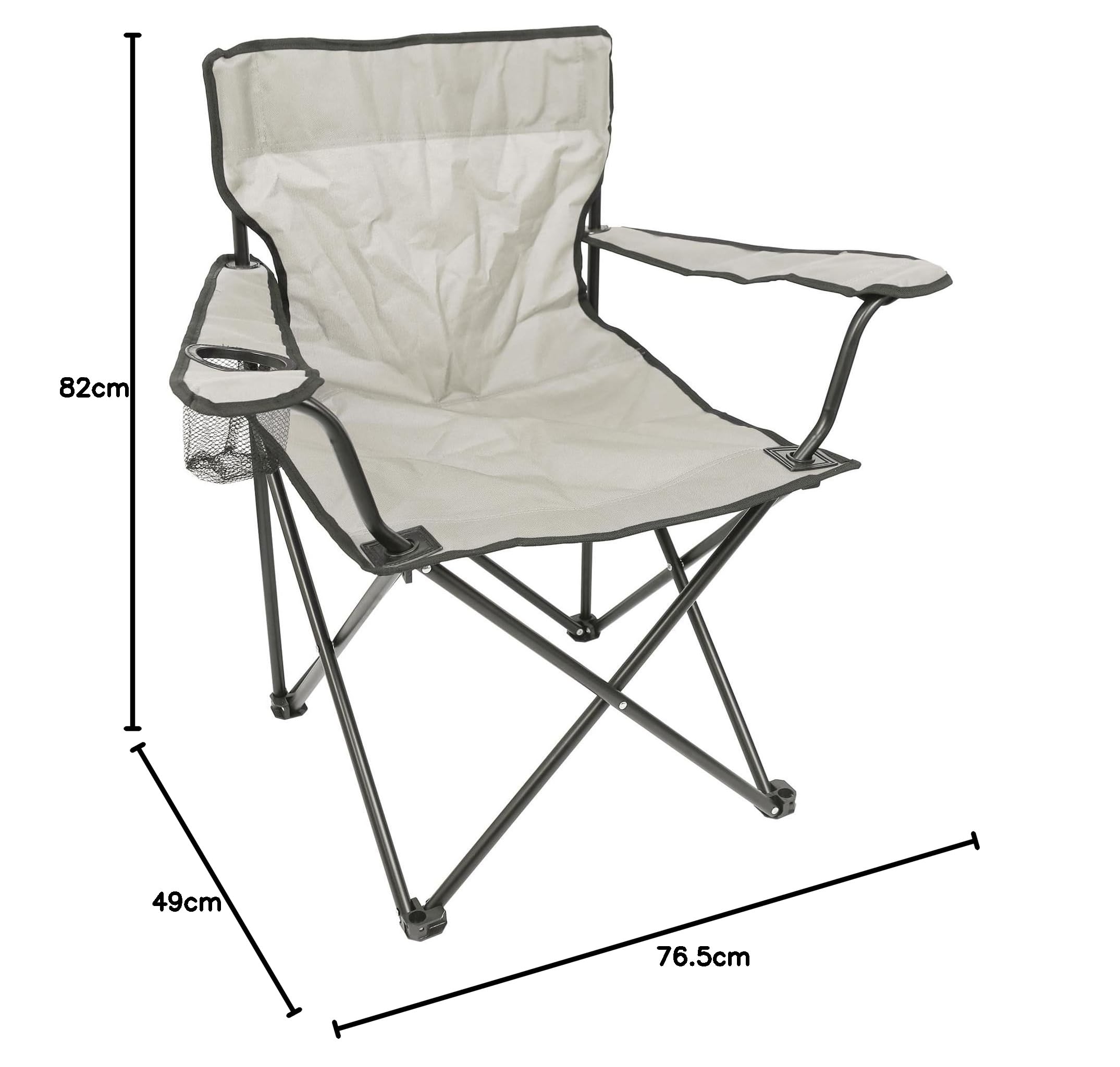 Harbour Housewares 4X Matt-Schwarz/Beige Klappbarer Campingstuhl aus Segeltuch - Adulten Faltbar Tragbar Leicht Draussen Angeln Garten Strand Stühle