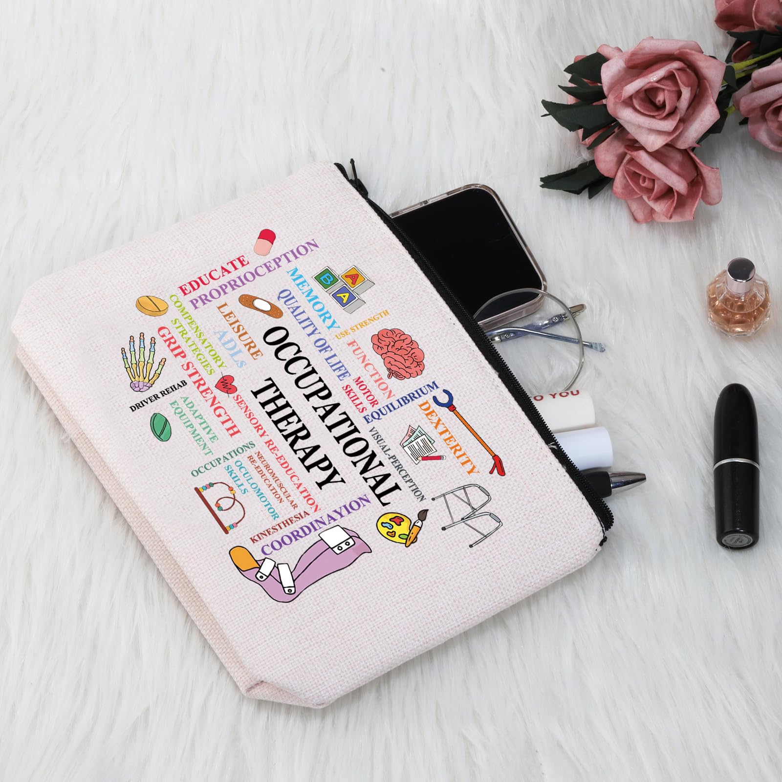 PYOUL OT Appreciation Thank You Gift Occupational Therapist Makeup Bag Occupational Therapy Therapist Cosmetic Bag OT Graduation Gift (Occupation Therapist B) - Image 4