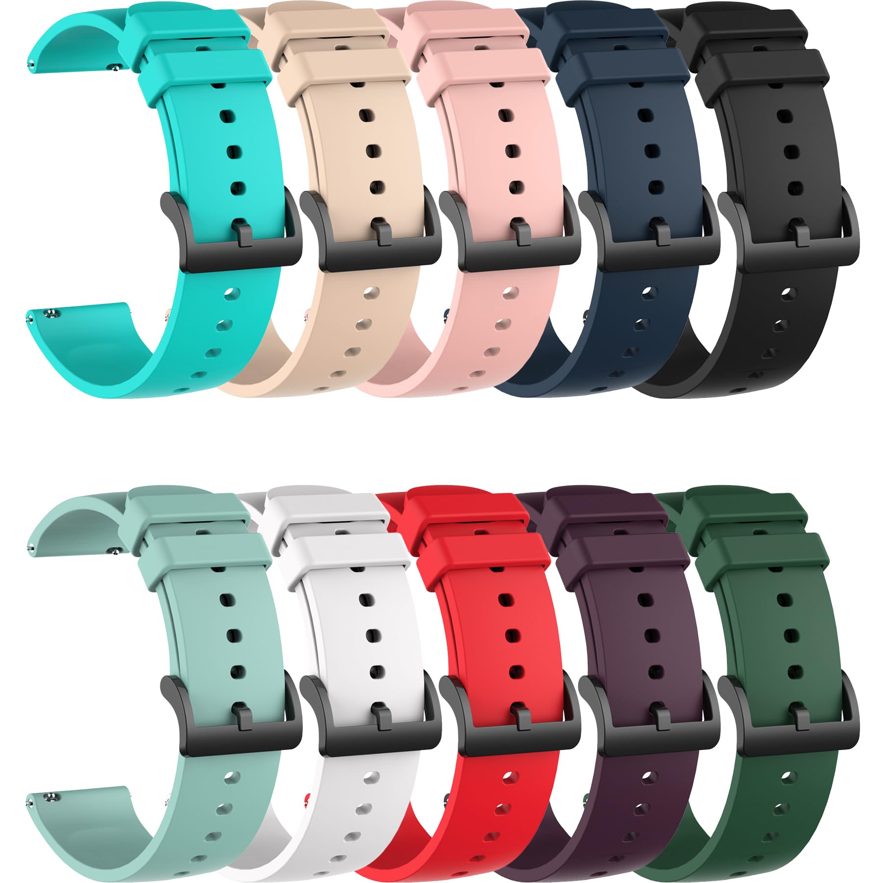 Compatible with Parsonver SR1 Smart Watch Band for Women Men, Adjustable Soft Silicone Bands Replacement Sport WristBand for OnePlus Watch 2 Accessories (10-Pack)