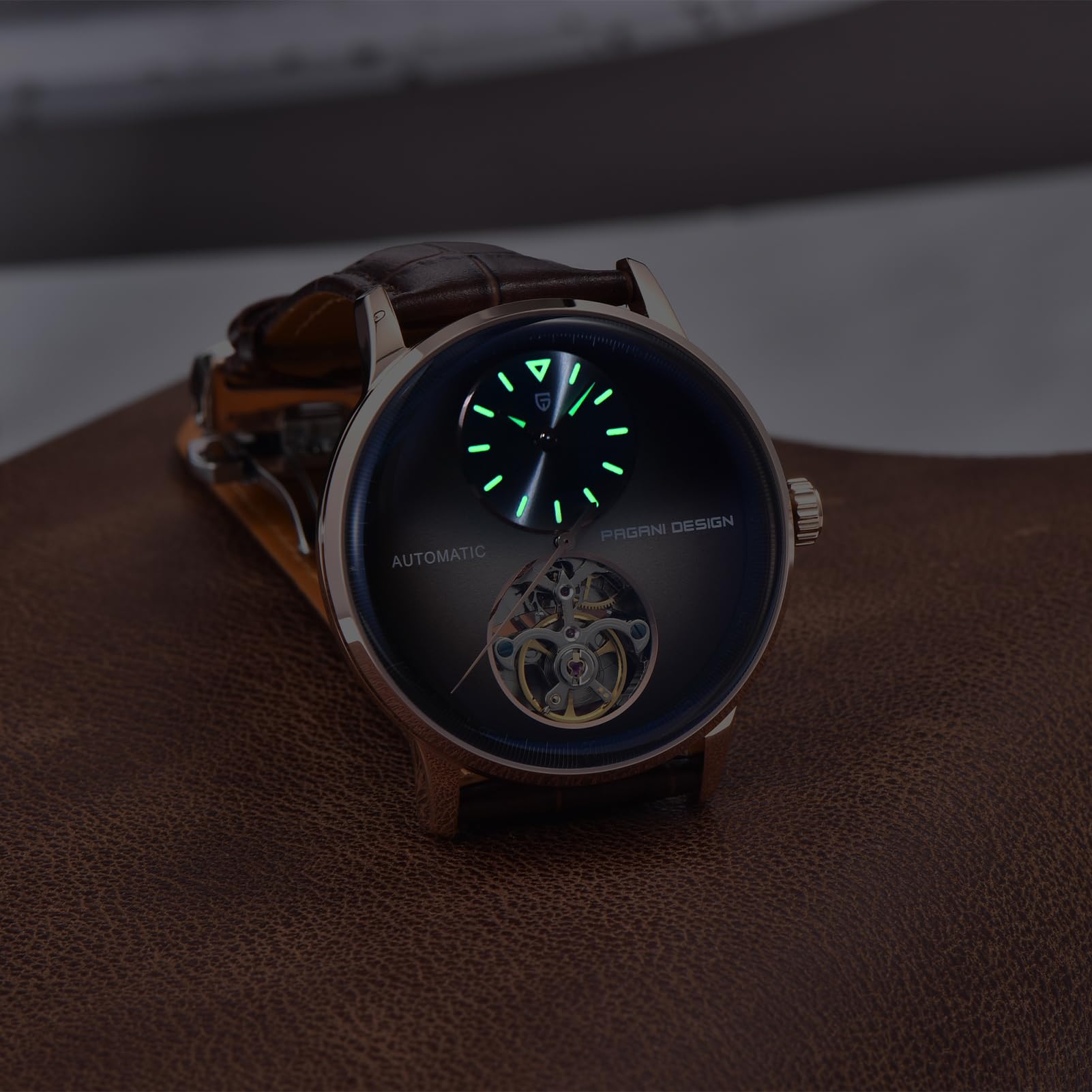 Pagani Design Reloj Automático Mecánico para Hombre - Movimiento Esqueleto Visible Acero Inoxidable 316L 42mm Resistente al Agua 100m (10ATM) Premium Cristal de Zafiro