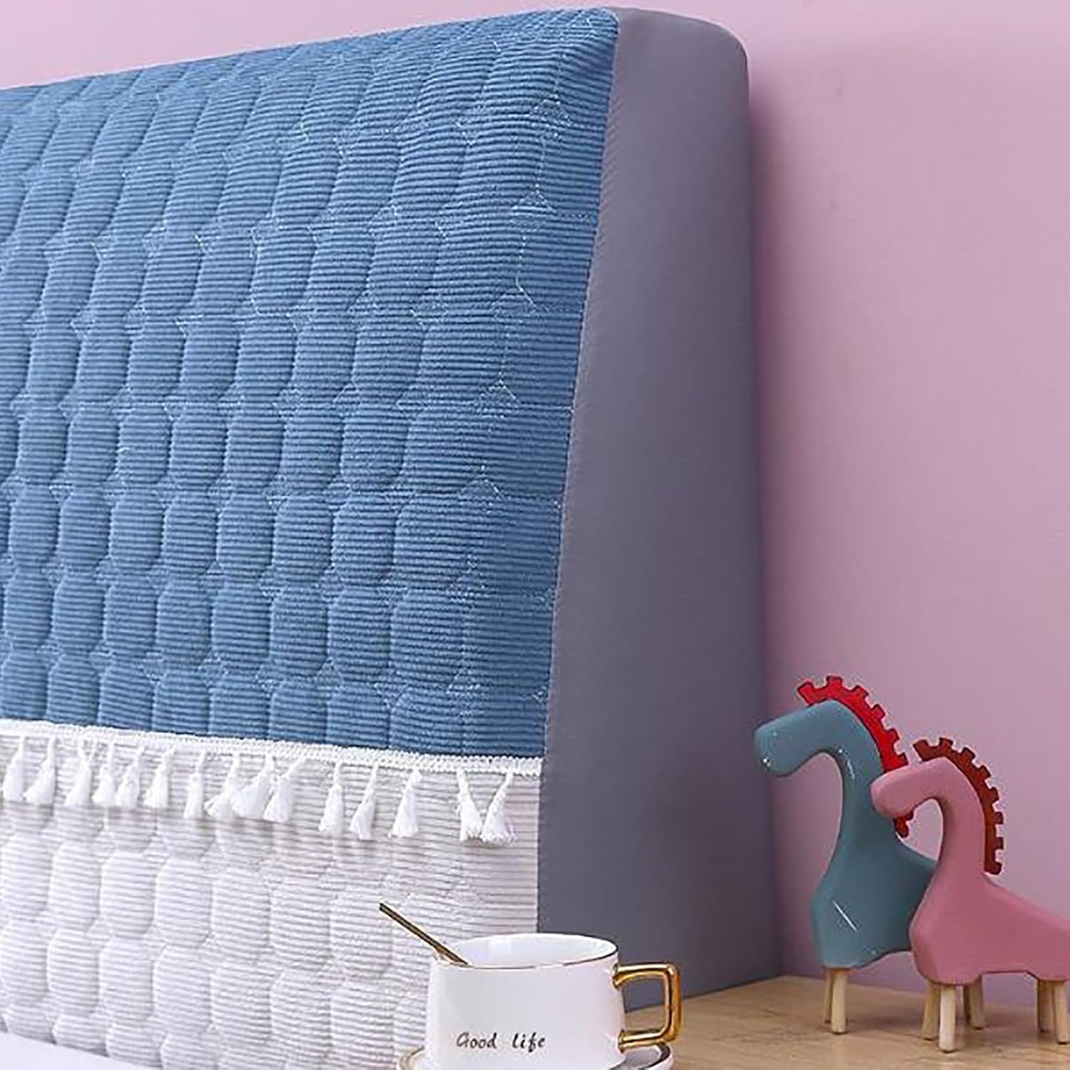 XOUVY Headboard Cover, Stretch Bed Headboard Cover for Upholstered Headboard Double/Single Bed Slipcover