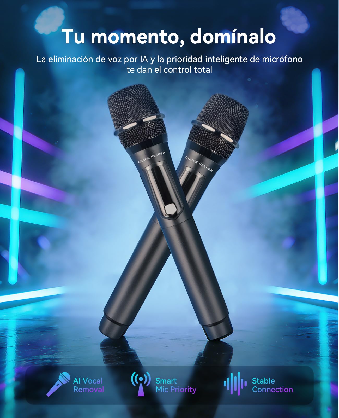 GREEN KEEPER GKD62 Máquina Karaoke, Altavoz Bluetooth 400W con 2 Micrófonos