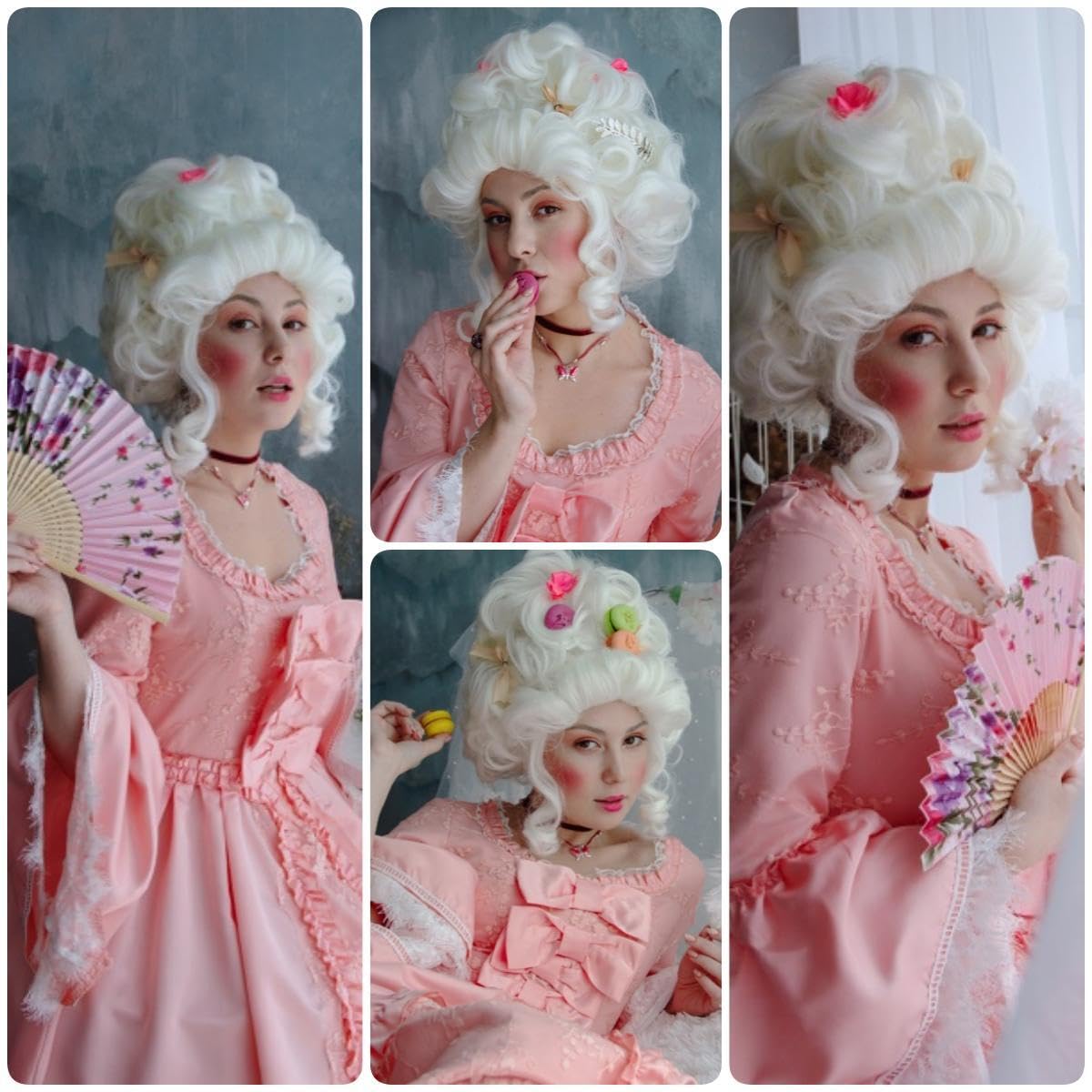 Victorian Wig for Women White Marie Antoinette Wigs,Vintage Beehive Wig18th Century Rococo Costume Cosplay Wigs Party Halloween - Image 6