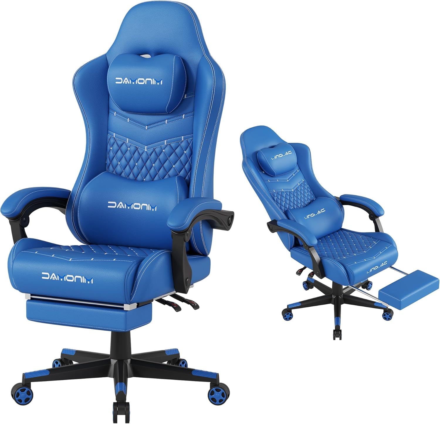 Gamtimer Gaming Chair, 400 lbs Adult Chair, High Back Computer Chair with Footrest and Linked Armrests, Office Video Game Chair with Lumbar Support (Blue) Gamtimer Gaming Chair, 400 lbs Adult Chair, High Back Computer Chair with Footrest and Linked Armrests, Office Video Game Chair with Lumbar Support (Blue)