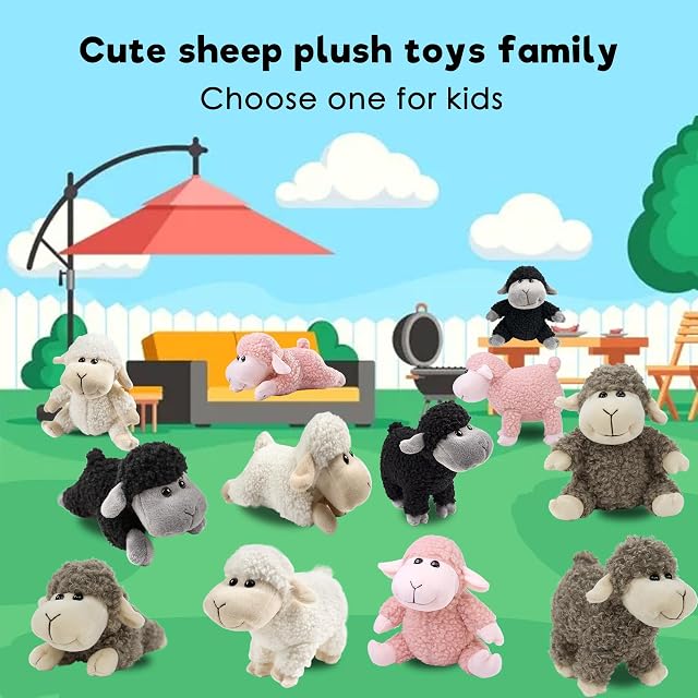 Foto 6 de 7 de lilizzhoumax Peluche de Oveja 13cm/5” Sentarse Oveja Lindas muñecas de Relleno de roedores Oveja Peluche…