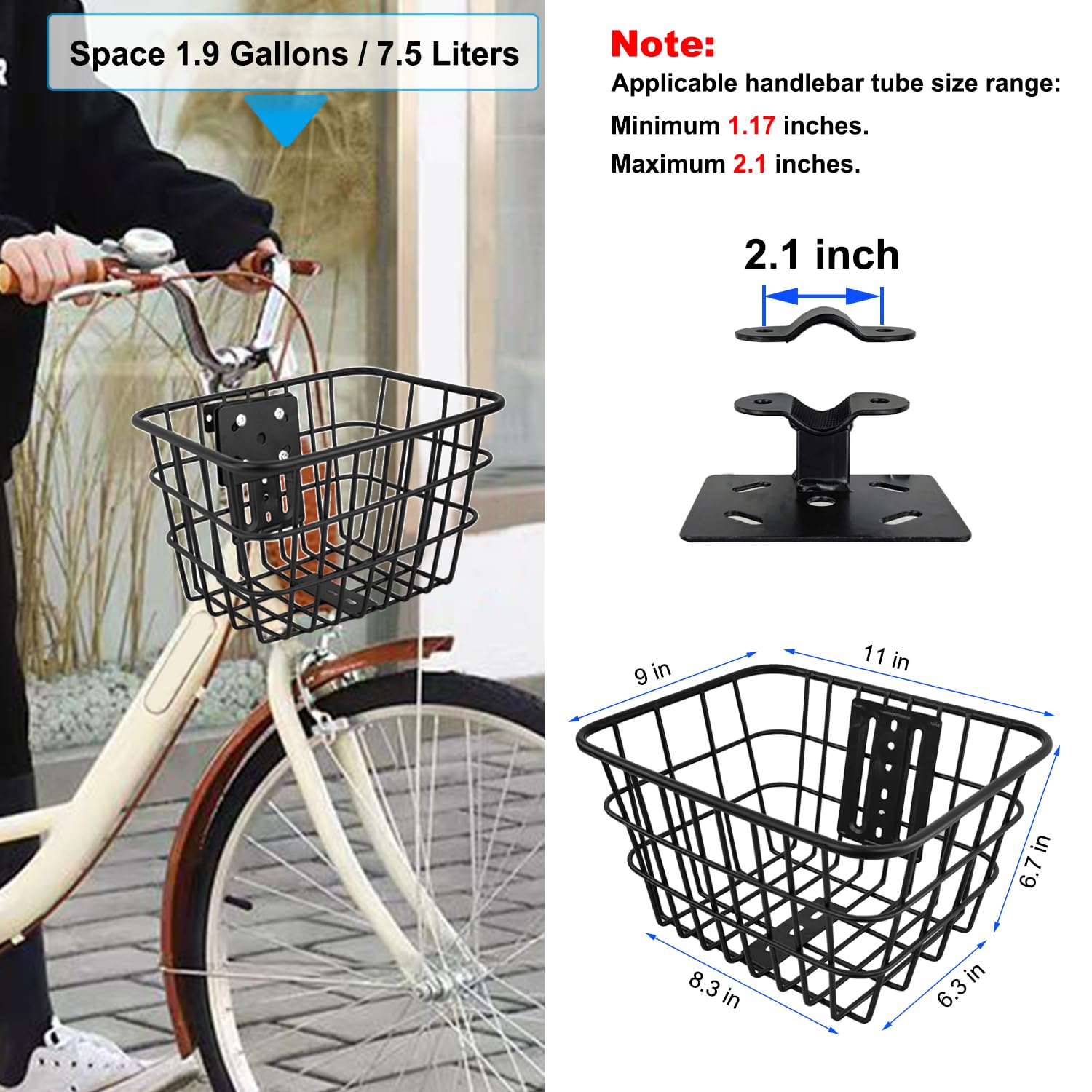 Cesta de bicicleta con red de carga y cubierta, cesta de scooter con soporte fijo, cesta de bicicleta eléctrica de metal para bicicleta eléctrica Jetson, scooter, scooter de rodilla y bicicleta
