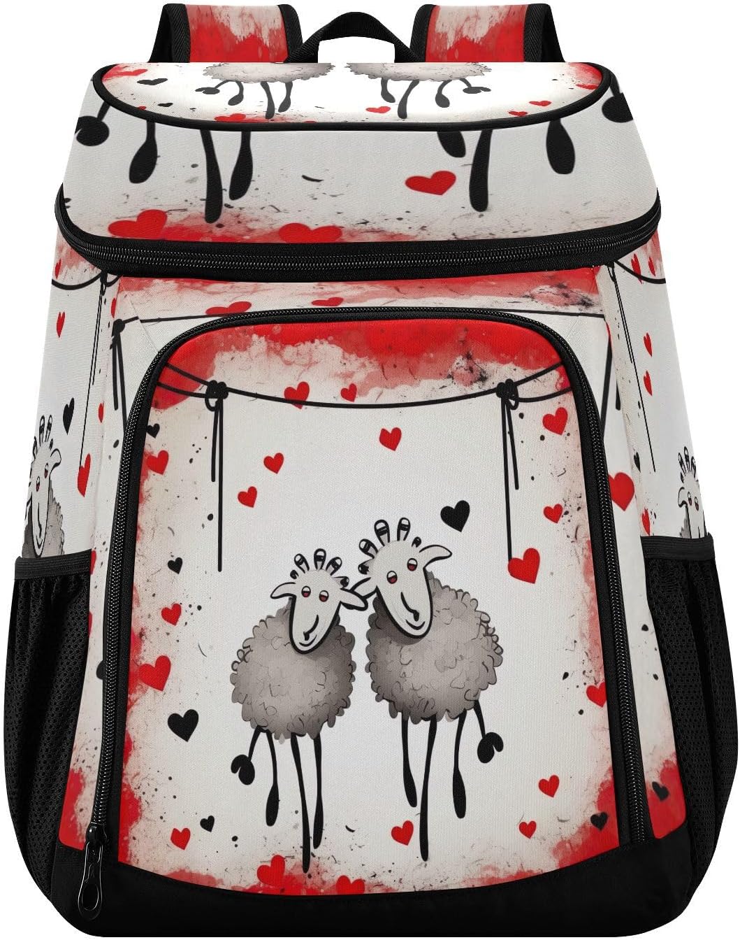 Two Cartoon Sheep Cooler Backpack 36 Cans Leakproof Waterproof Backpack Cooler Bag Beach Accessories Travel Camping Fishing Backpack for Women Men