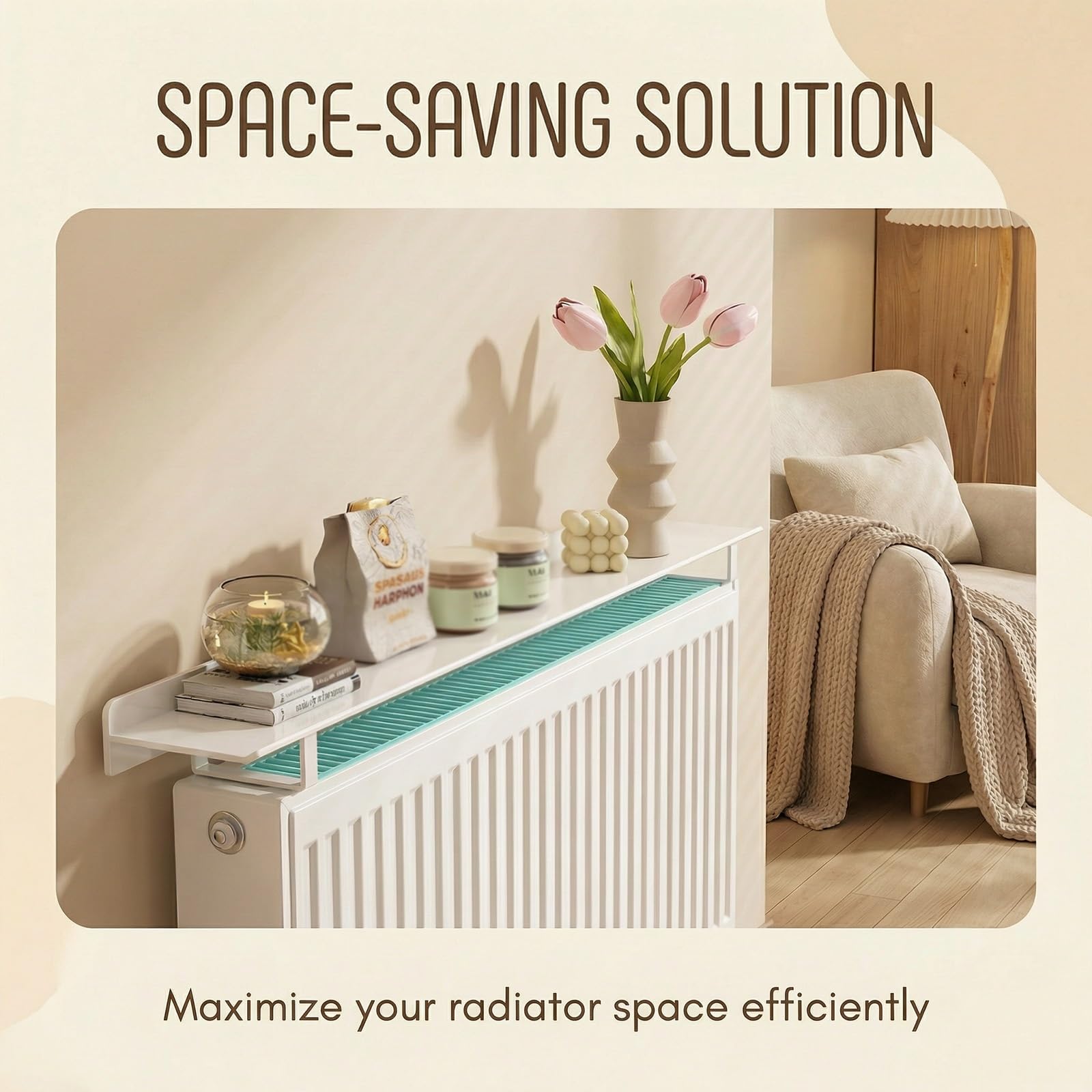 Heavy Duty Radiator Shelf No Drilling Iron Cover Wspornik do rozpraszania ciepła Gładka krawędź Łatwa instalacja Stabilna przestrzeń do przechowywania Oszczędność Bedroom Hallway