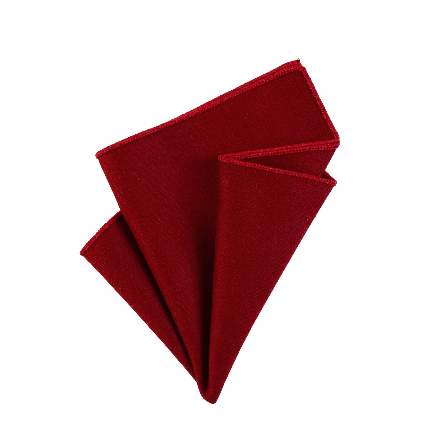 DonDon Mens' Pocket Handkerchief 23 x 23 cm Self-Folding Cotton Tweed Style Monochrome dark red