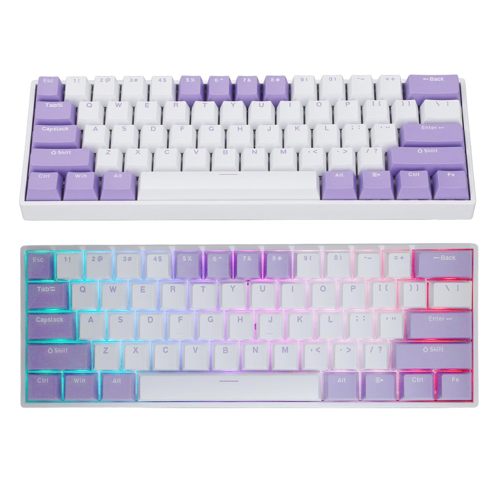 Tastiera Meccanica Wireless a 61 Tasti Tastiera da Gioco Retroilluminata RGB Compatta per Ufficio Domestico Bianca