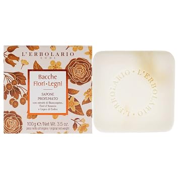 LErbolario Berries Flowers Wood Perfumed Soap - Soap Bar Provides Gentle Cleansing Action - Perfumed Body Soap - Rich in Coconut and Sunflower Oils - Scented Soap for Moisturised Skin - 3.5 oz