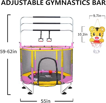 Çocuklar için trambolin, ayarlanabilir bebek yürümeye başlayan çocuk trambolin, basketbol potalı kapalı açık