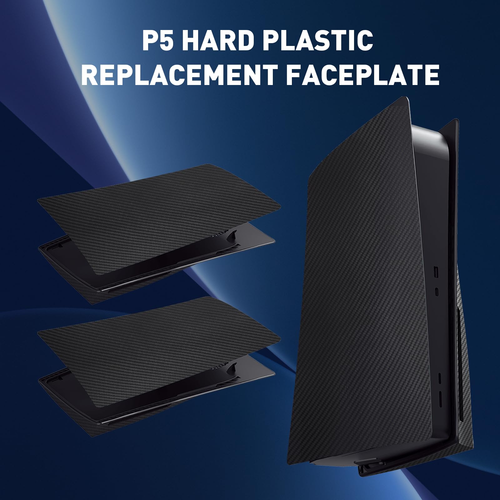 Plaques faciales de Protection pour Console PS5 Disc Edition, Accessoires pour PlayStation 5 (Fibre de Carbone Noir)