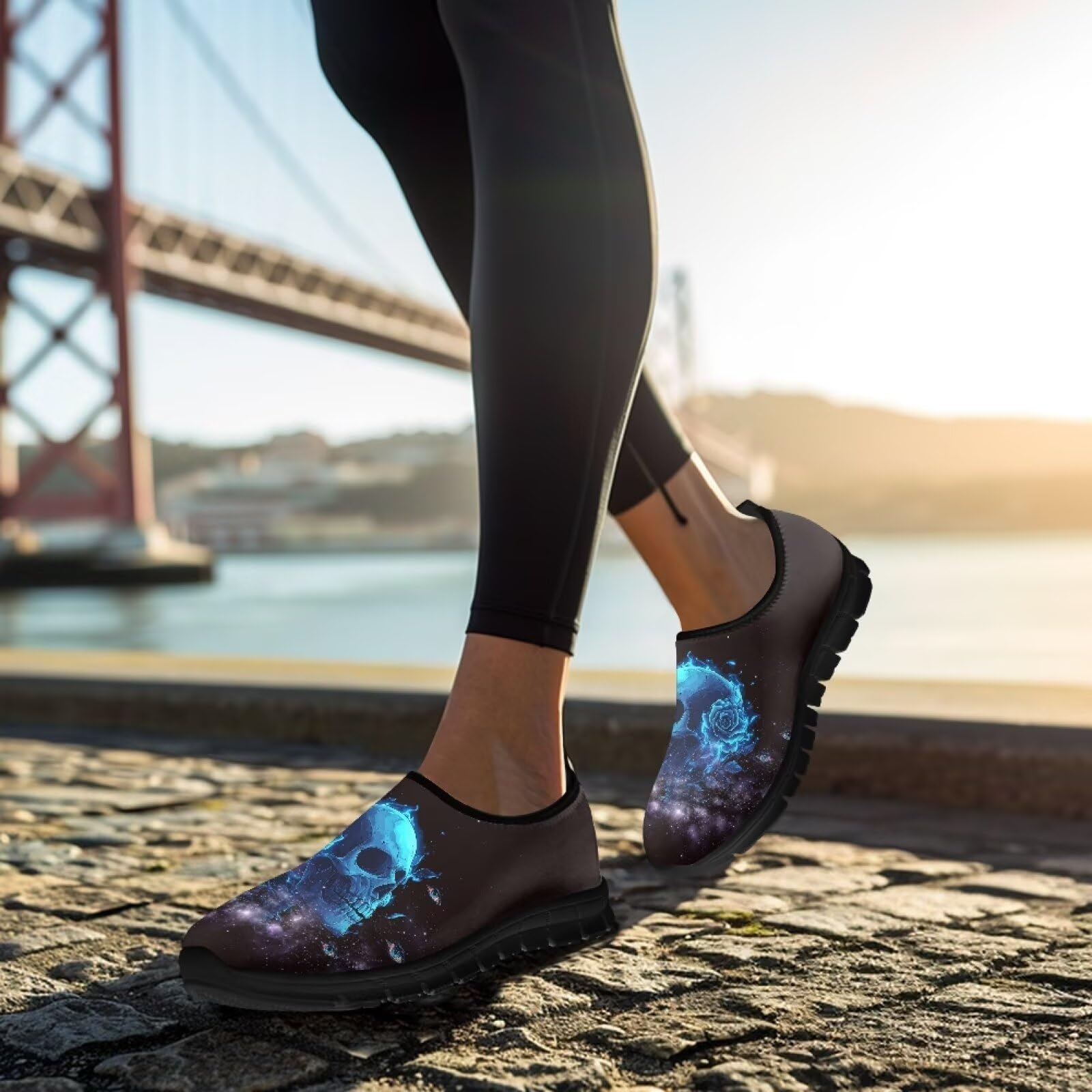 Scarpe da ginnastica da donna antiscivolo con supporto per arco leggero Appartamenti mocassini escursionismo escursionismo scarpe da corsa suola nera