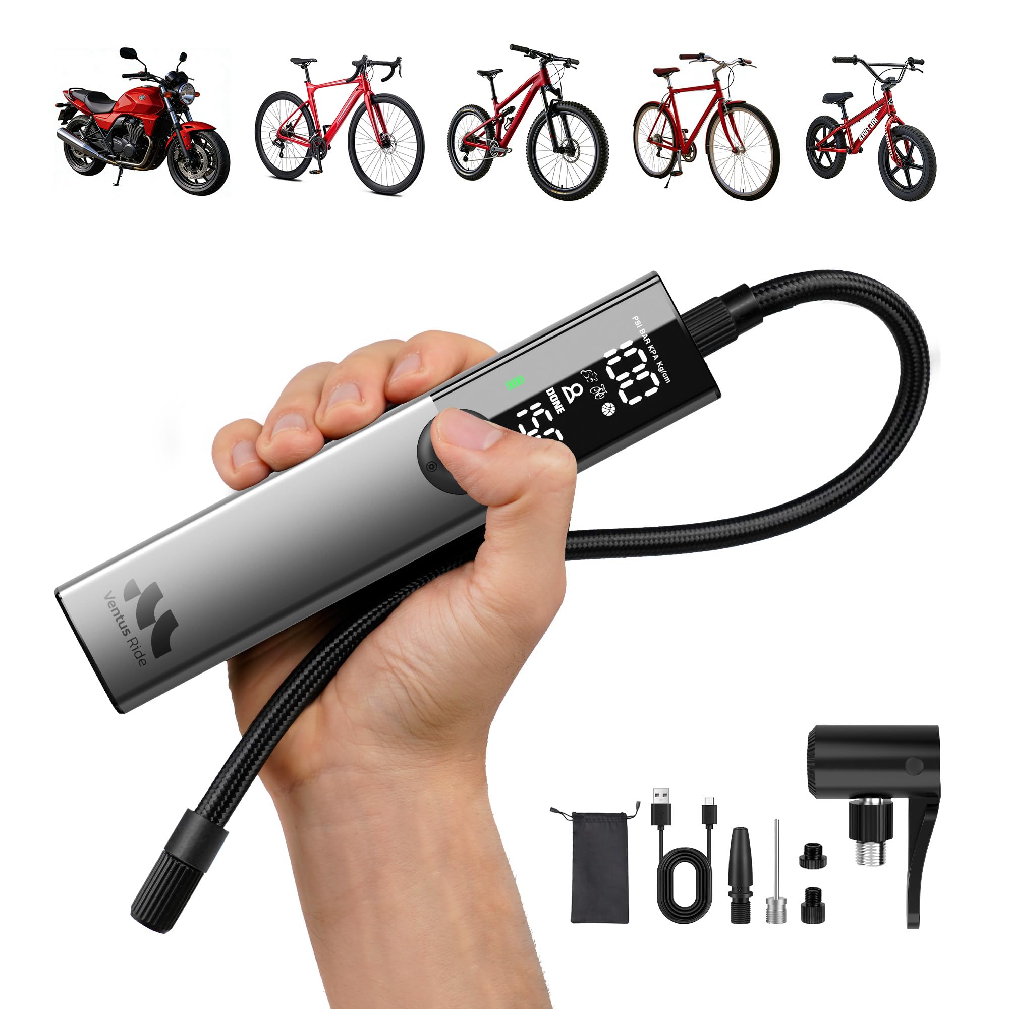 Woowind Fahrradpumpe, Presta Schrader Dunlop, Auto-Stopp, 10,3 BAR