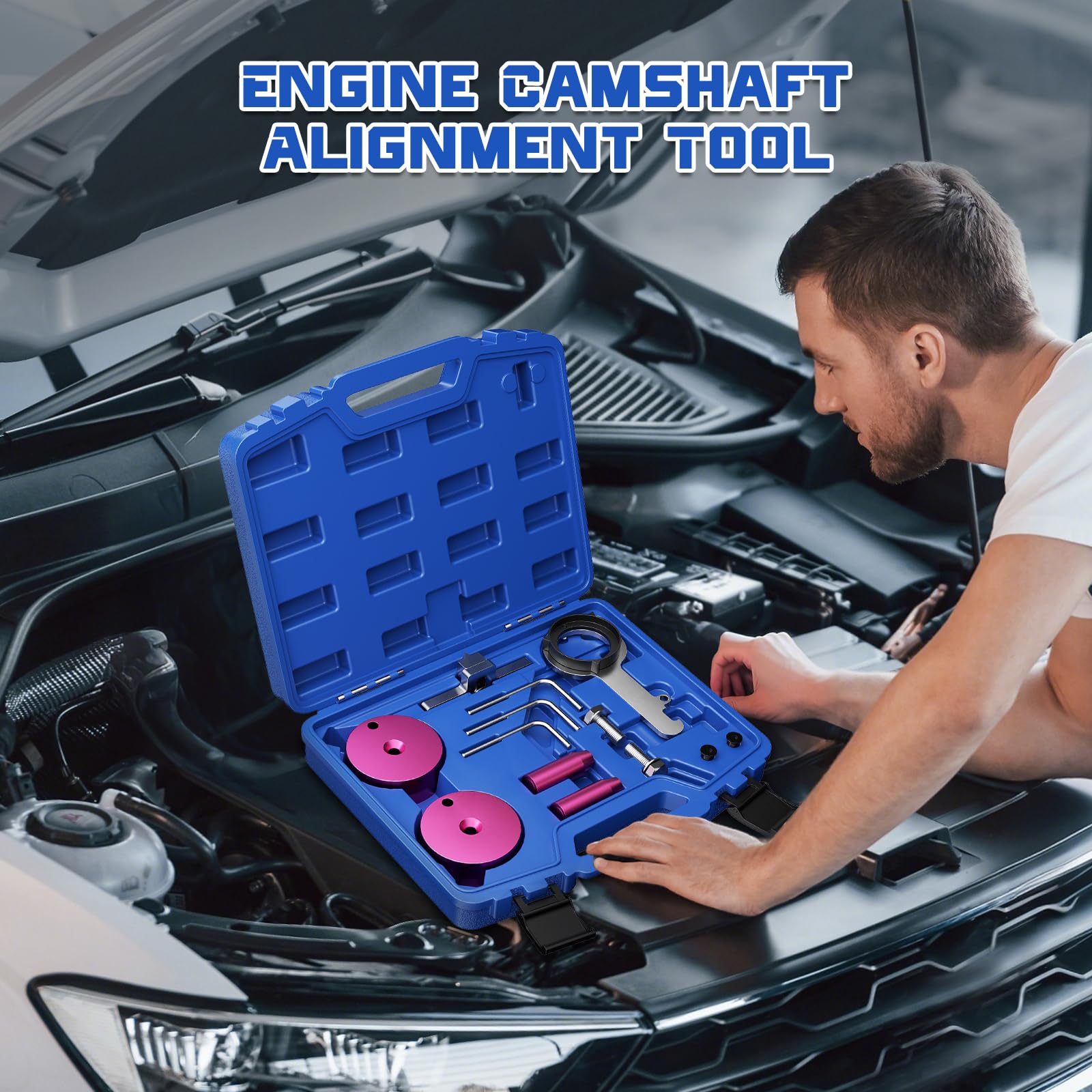 GJCrafts Motor-Einstellwerkzeug-Satz Für Ford Transit 2.0 TDCi/EcoBlue – Zahnriemen-Arretierwerkzeug, Nockenwellenschloss, Kurbelwellenhalter (303-1637/1650/1643)