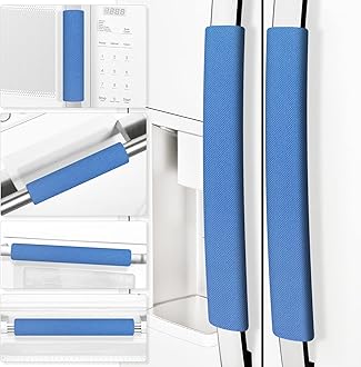 Refrigerator Door Handle Covers, Set of 6, Trimmable, Washable, Appliance Handle Covers, Fridge Door Handle Protector, Get Rid of Dirty Handprints. Timesaver, Kitchen Decor Accessories (Blue)