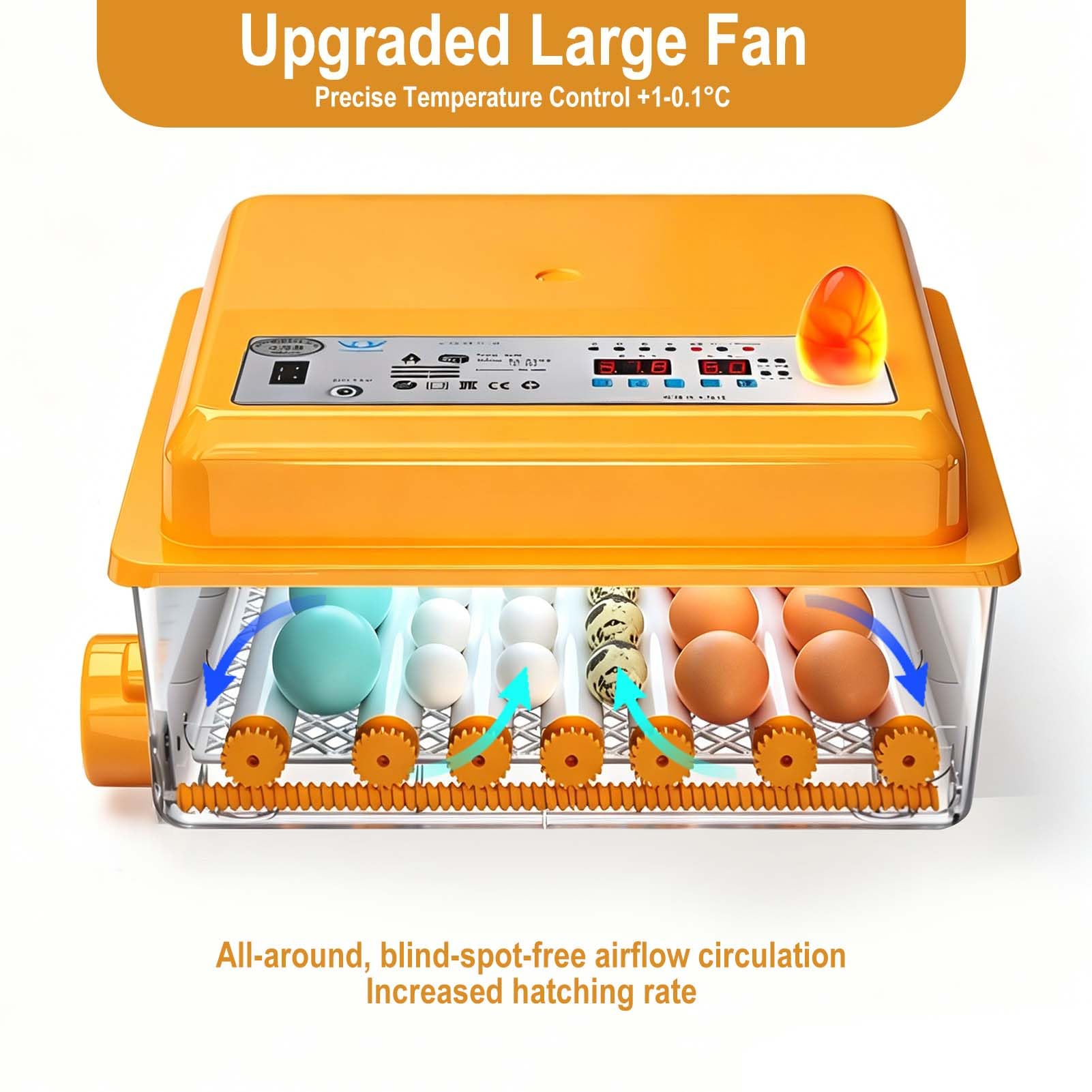 Incubadora Huevos Gallina, Incubadoras De Huevos Automaticas Con Control Temperatura & Volteador, Suministro De Agua | Ovoscopio, Para Gallina/Pato/Codorniz