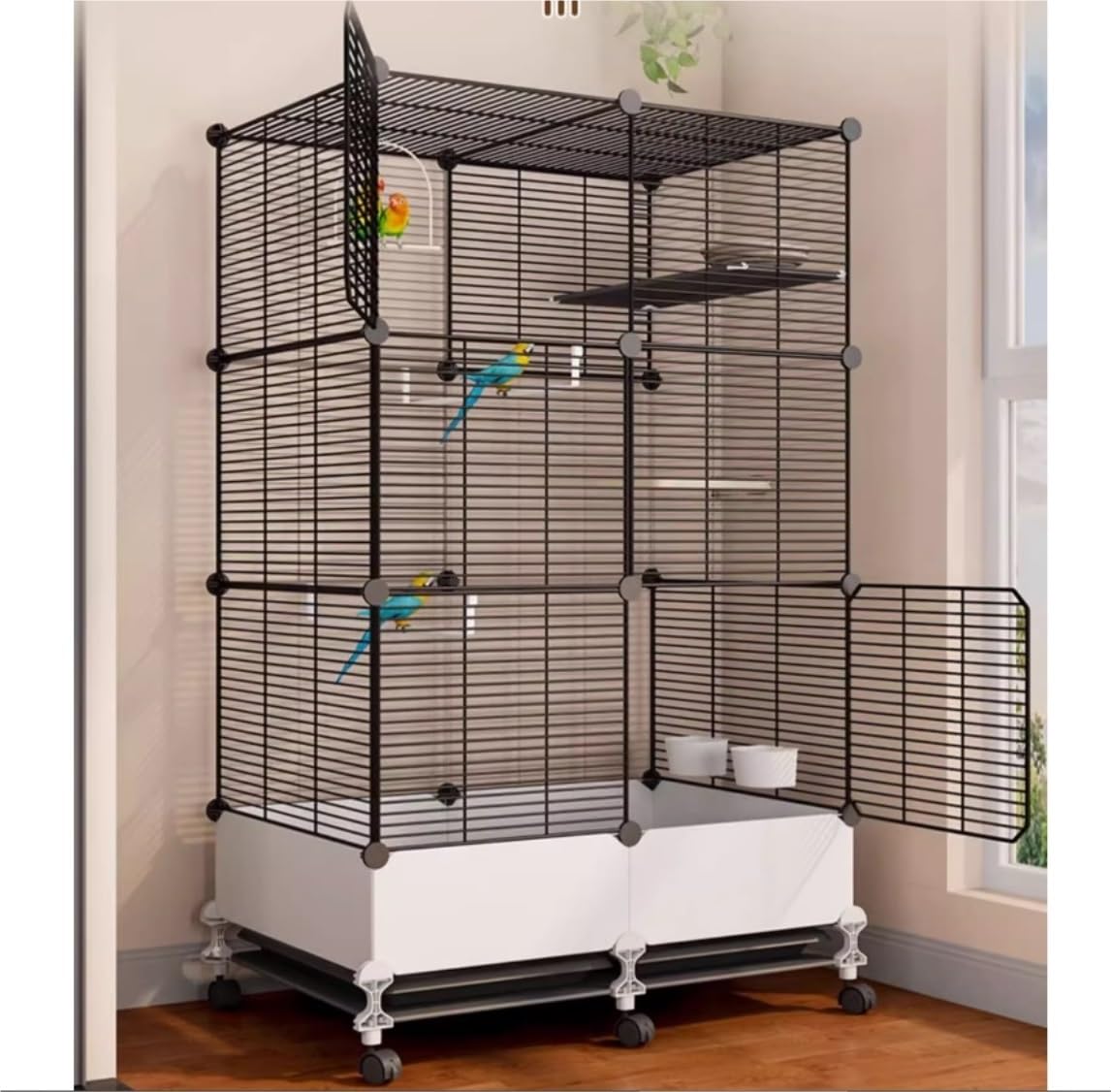 Artykuły Dla zwierząt Ptaki Metalowa klatka dla ptaków o wysokości 54 cali z kółkami dla papug Conure Lovebird Nimfa Klatka Dla Papug