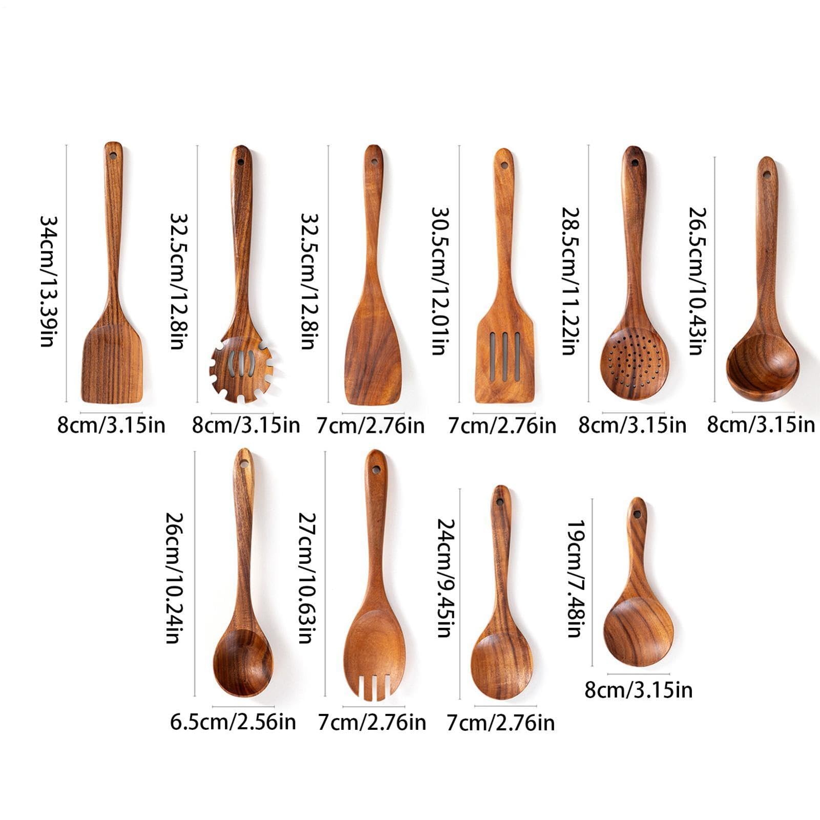 Ustensiles de cuisine en bois 10 pièces Cuillères Spatules Louche et Fouet