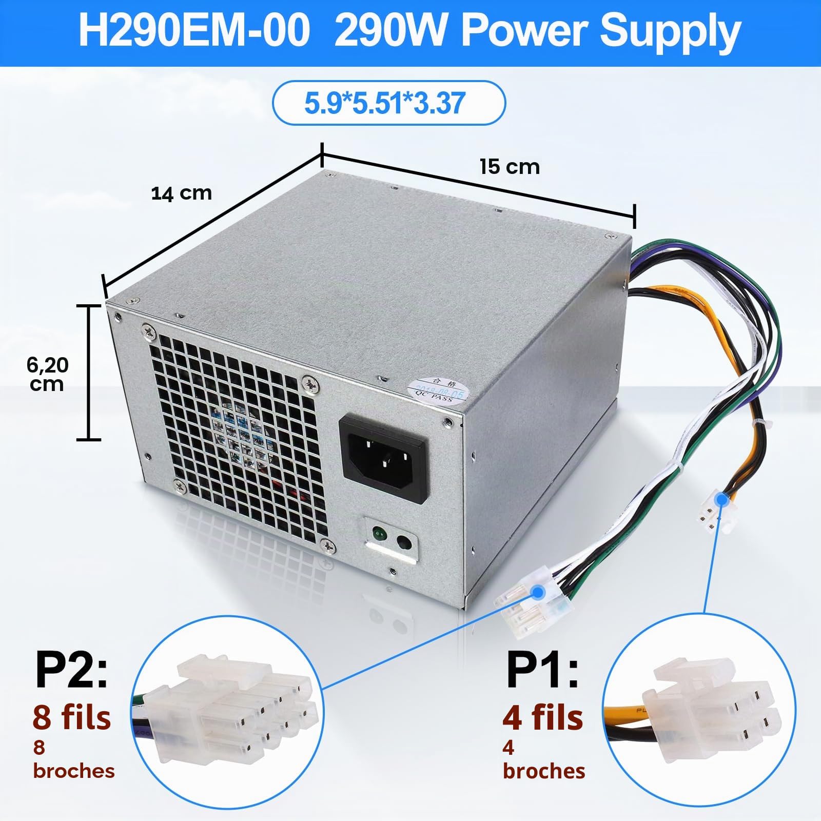 S-Union H290AM-00 Bloc d'alimentation 290 W Compatible avec Dell Optiplex 3020 7020 9020/Precision T1700/PowerEdge T20 (MT Mini Tower) RVTHD KPRG9 HYV3H D290A001L L290AM-00 PS-3291-1DF H290EM-00