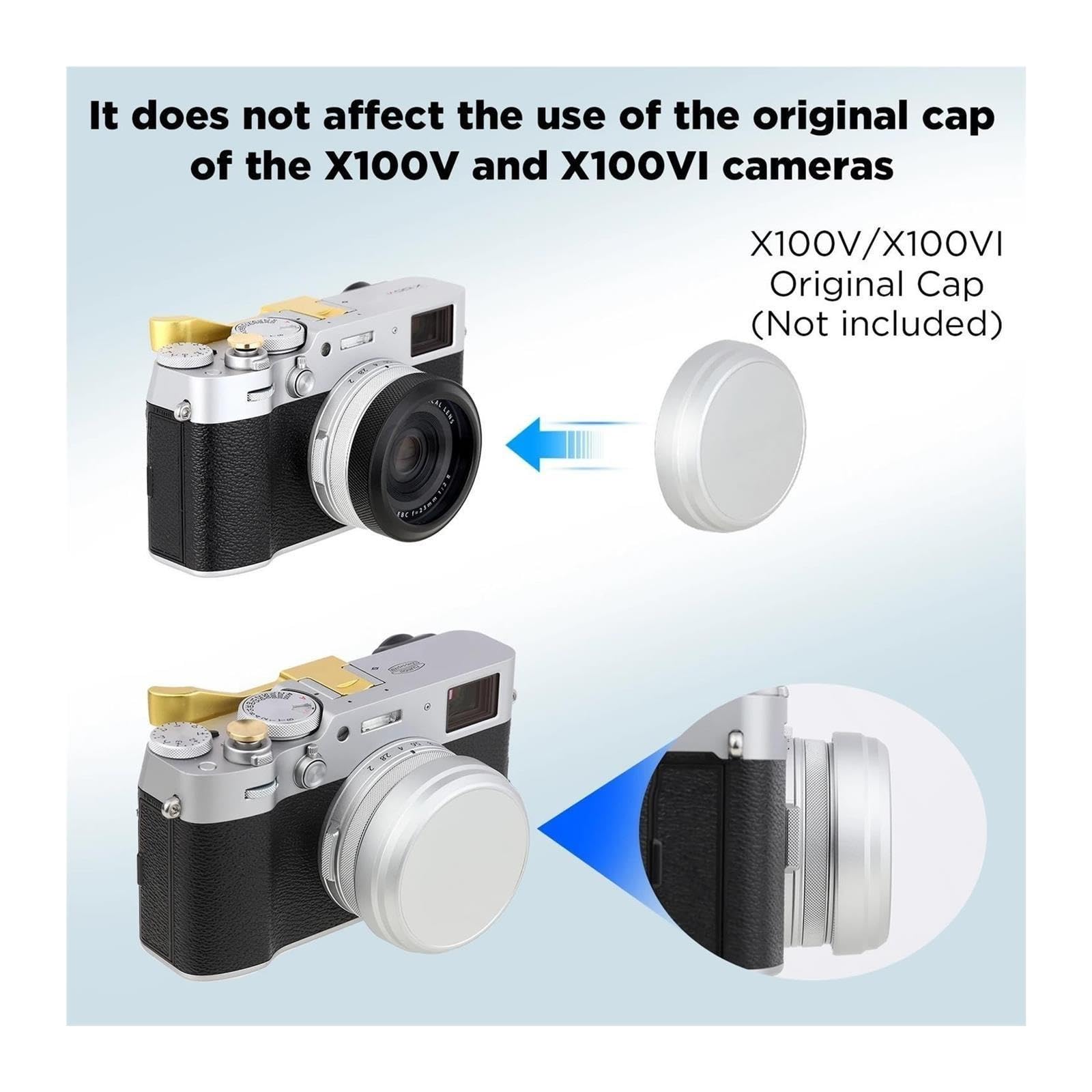MC UV Filtro di protezione dell'obiettivo della fotocamera compatibile for Fujifilm X100VI X100V Anello adattatore integrato for fotocamera LUV-XVIB(Black)