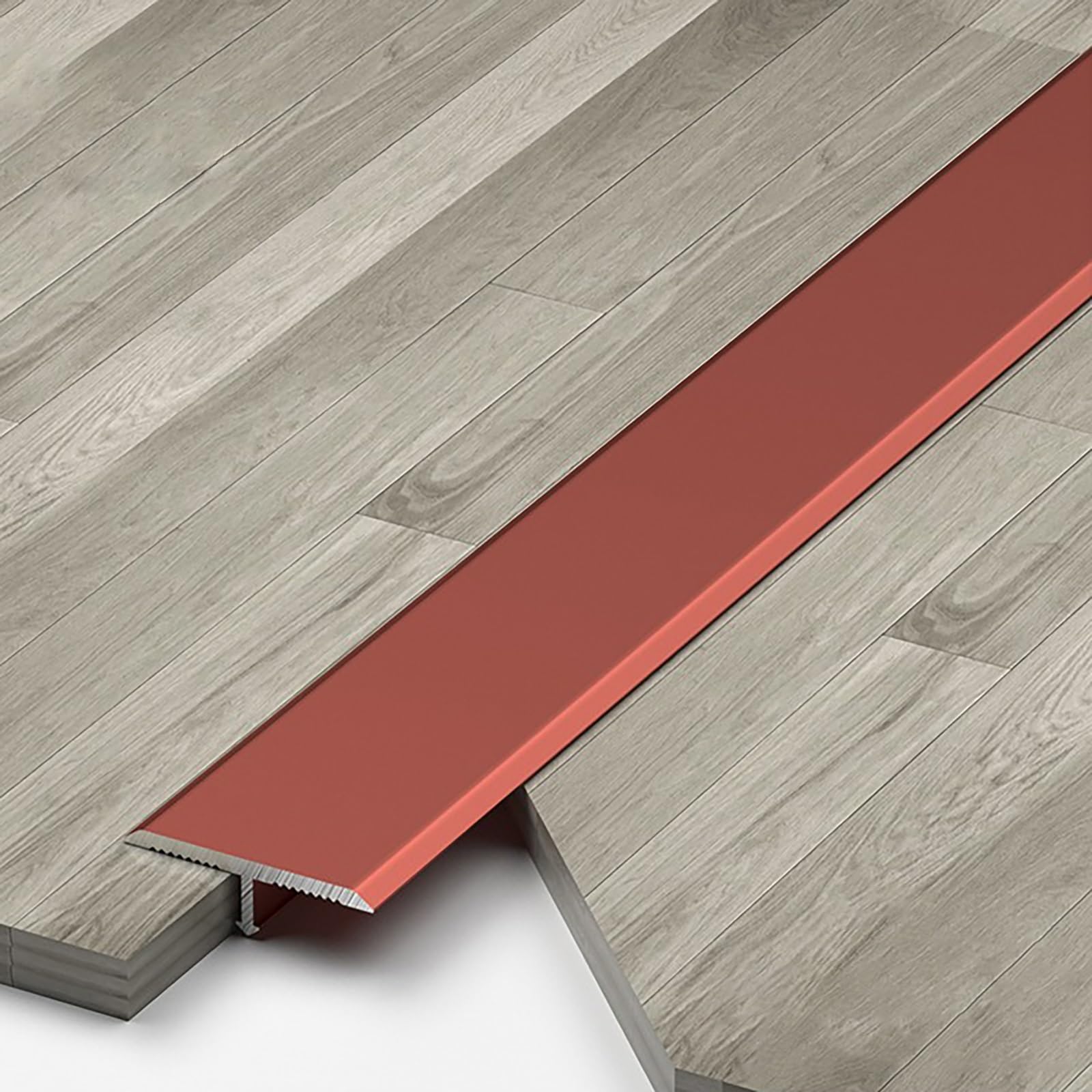 Raouoae 3-Pack Aluminum T-Shaped Floor Transition Strips For Door Edges - 90cm Uneven Floor Covers & Gap Fillers - Perfect For Seamless Flooring & Home Renovation(Rot,Breite: 6mm)