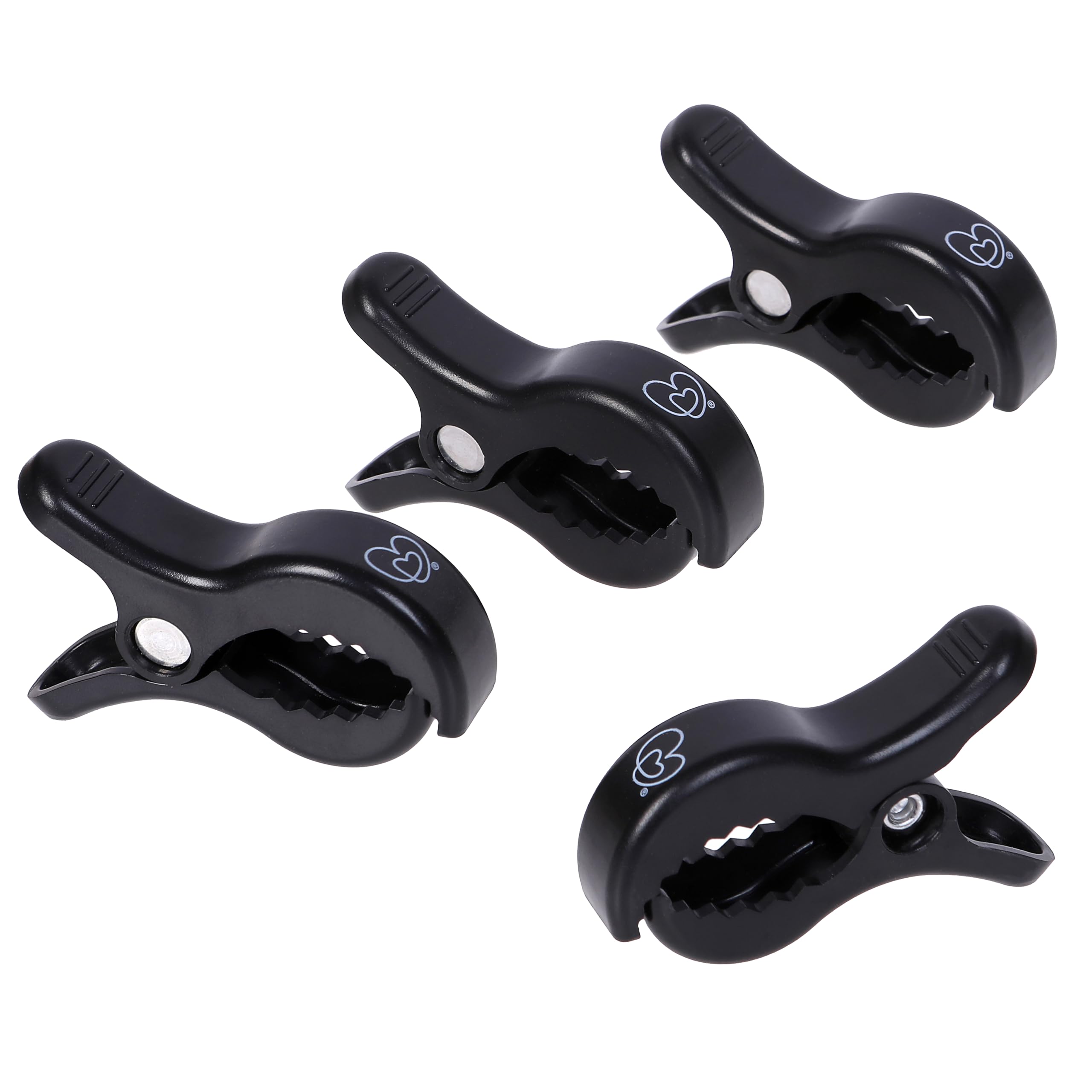 Dreambaby StrollerBuddy Stroller Clips - Universal Pram & Stroller Clips for Blankets and Muslin Covers - Secure Baby Cover Holders - Black - 4 Pack