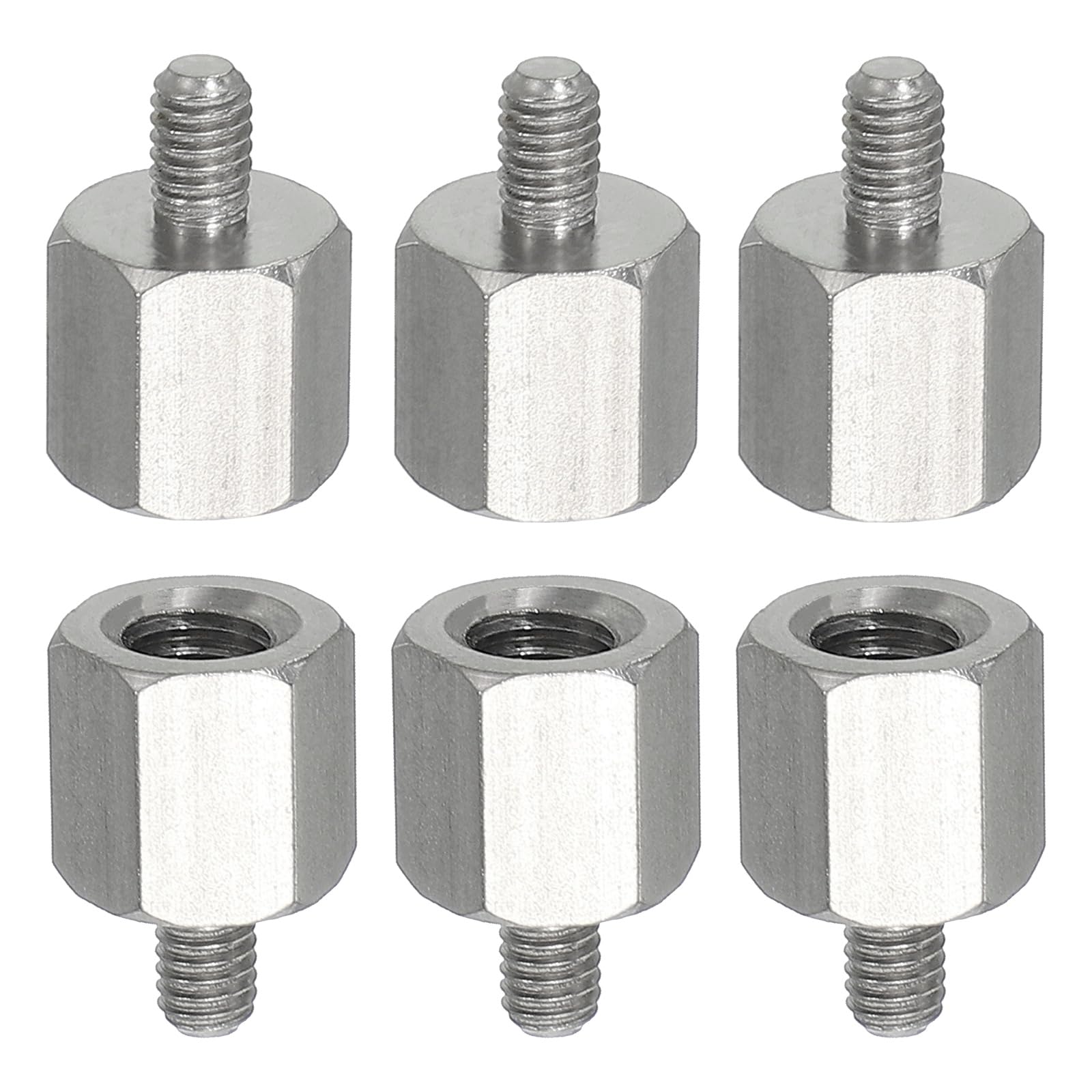 PATIKIL Standoff Screws, 6pcs M4x6mm Male to M6x10mm Female 304 Stainless Steel Thread Reducing Hex Standoff Spacer Screw Nuts Thread Adapters Reducer Extender Conversion Fasteners