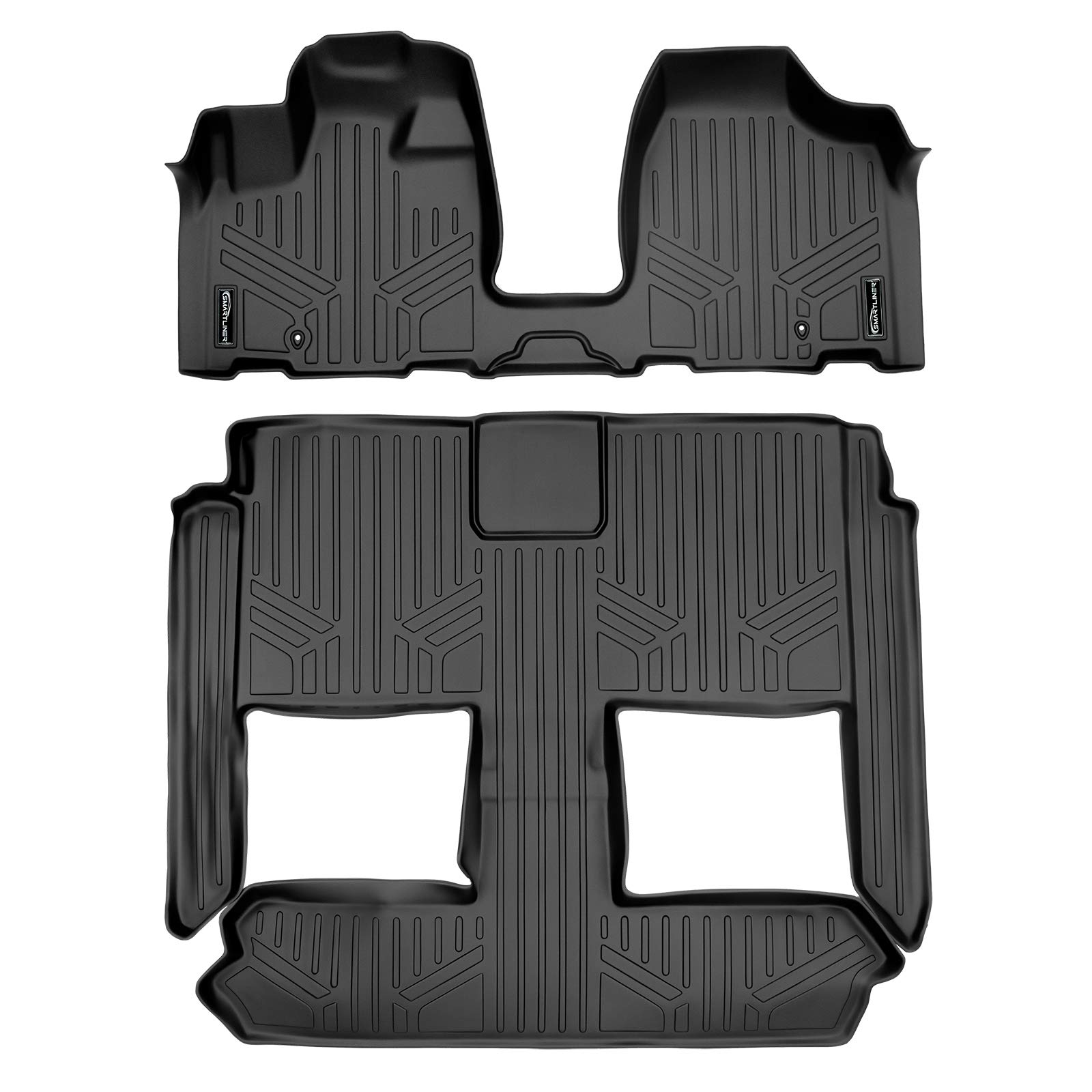 Photo 1 of SMARTLINER Floor Mats 3 Row Liner Set Black Compatible with 2008-2020 Dodge Grand Caravan / Chrysler Town & Country (Stow'n Go Only)