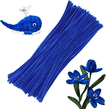 LOMIMOS 100Pcs Blue Pipe Cleaners Craft,Pipe Cleaners Chenille Stem Fuzzy Sticks Craft Supplies for Home Handcraft School Art Festival Creative DIY DecorationsRoyal Blue